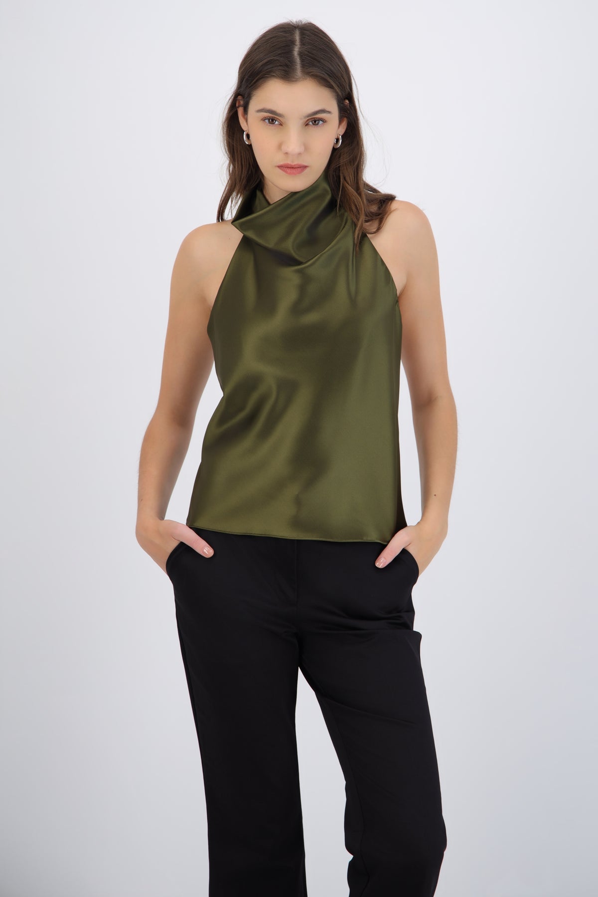 High Neck Satin Top