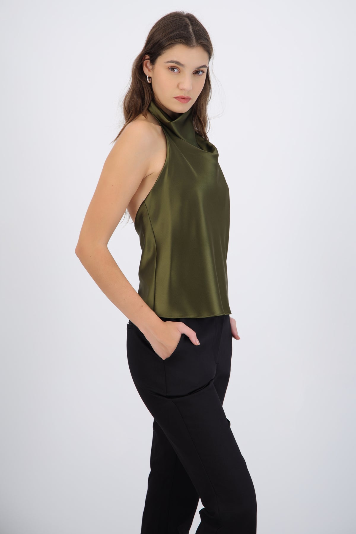 High Neck Satin Top