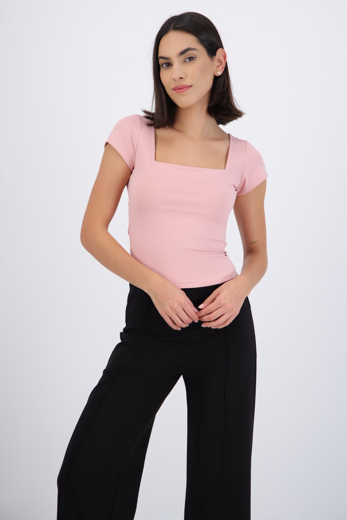 Square Neck Short Sleeve Top