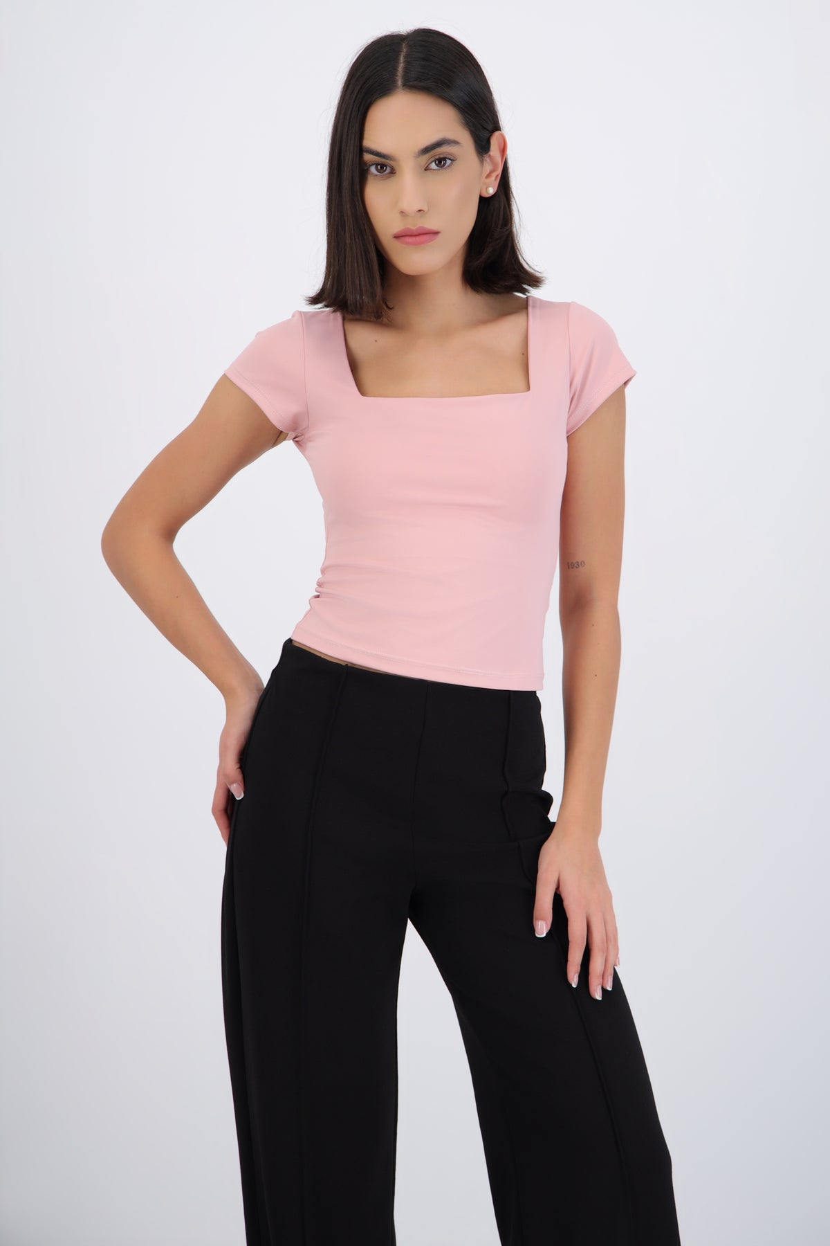 Square Neck Short Sleeve Top