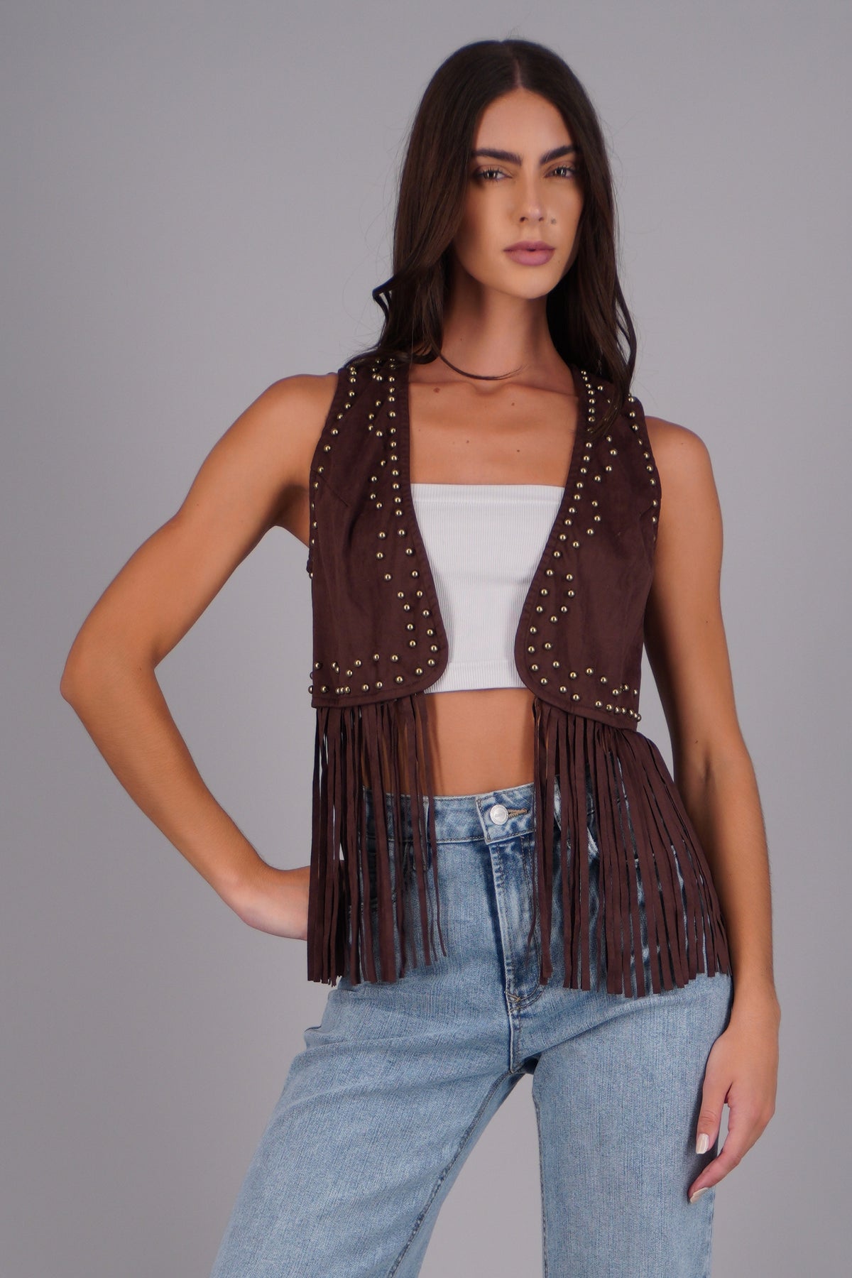 Fringe Vest with Studs
