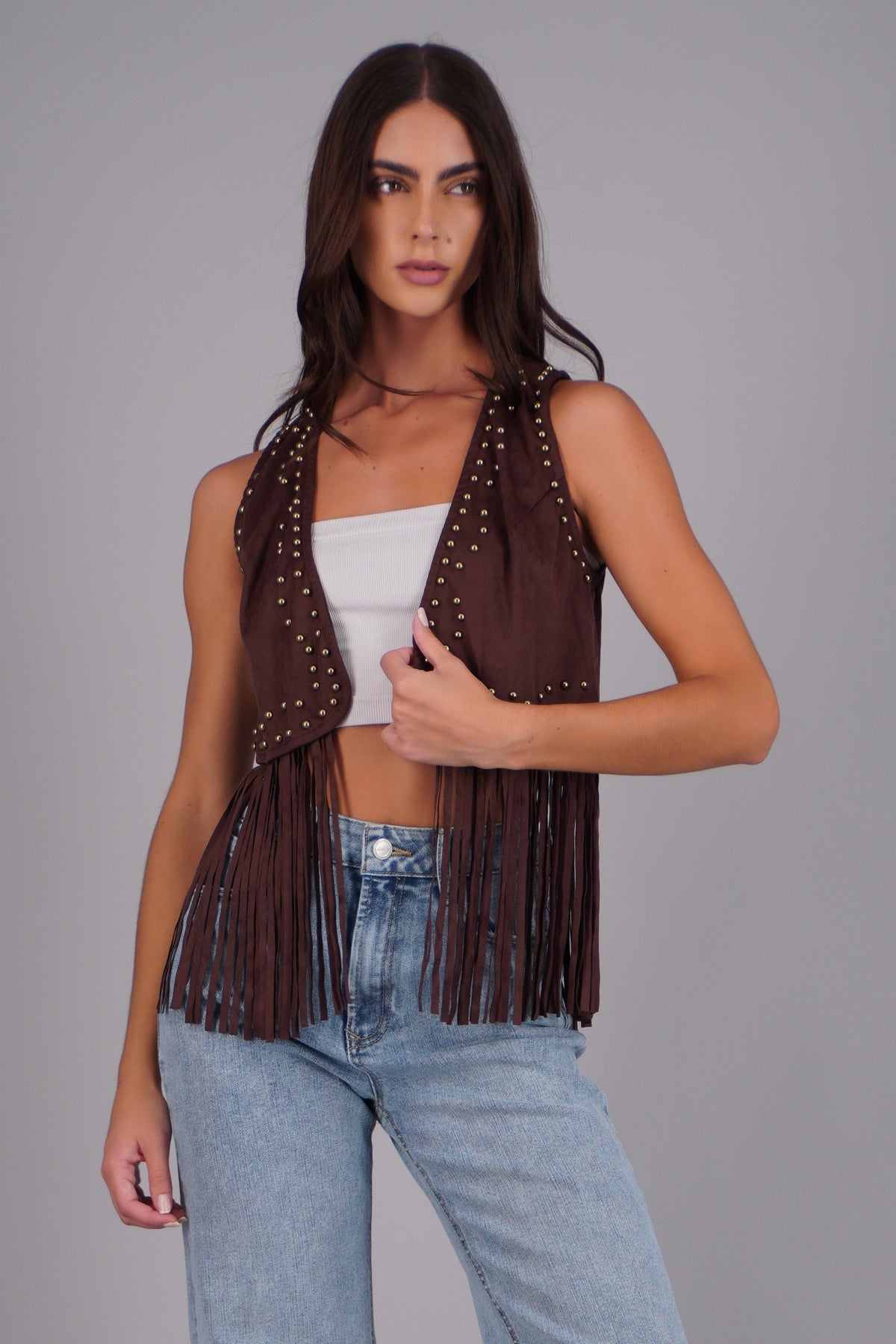 Fringe Vest with Studs