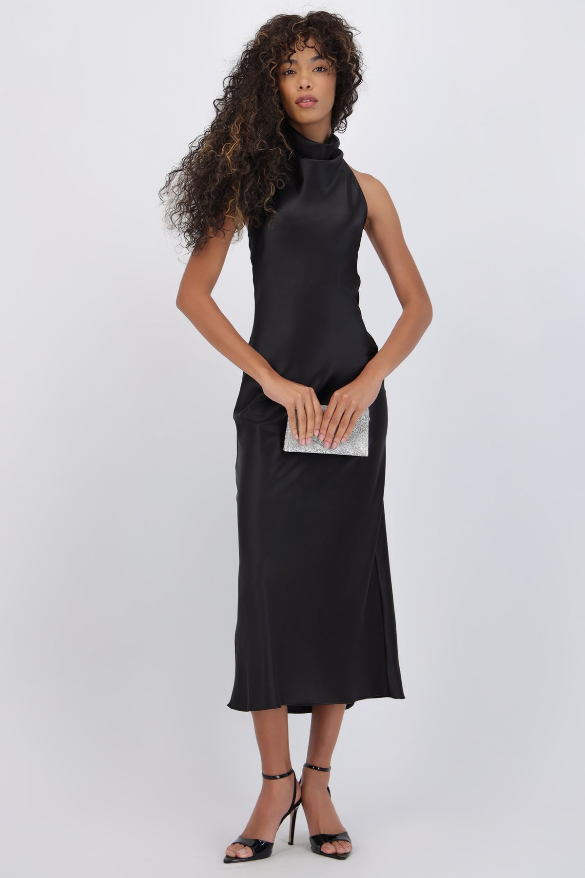 High Neck Backless Midi Dress