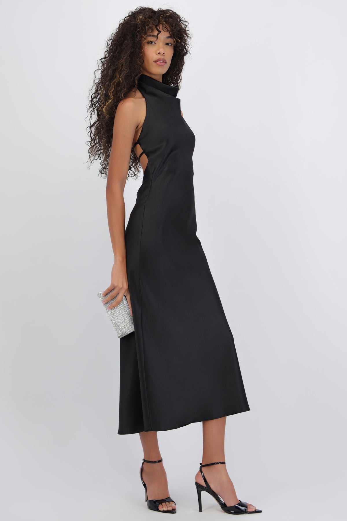 High Neck Backless Midi Dress