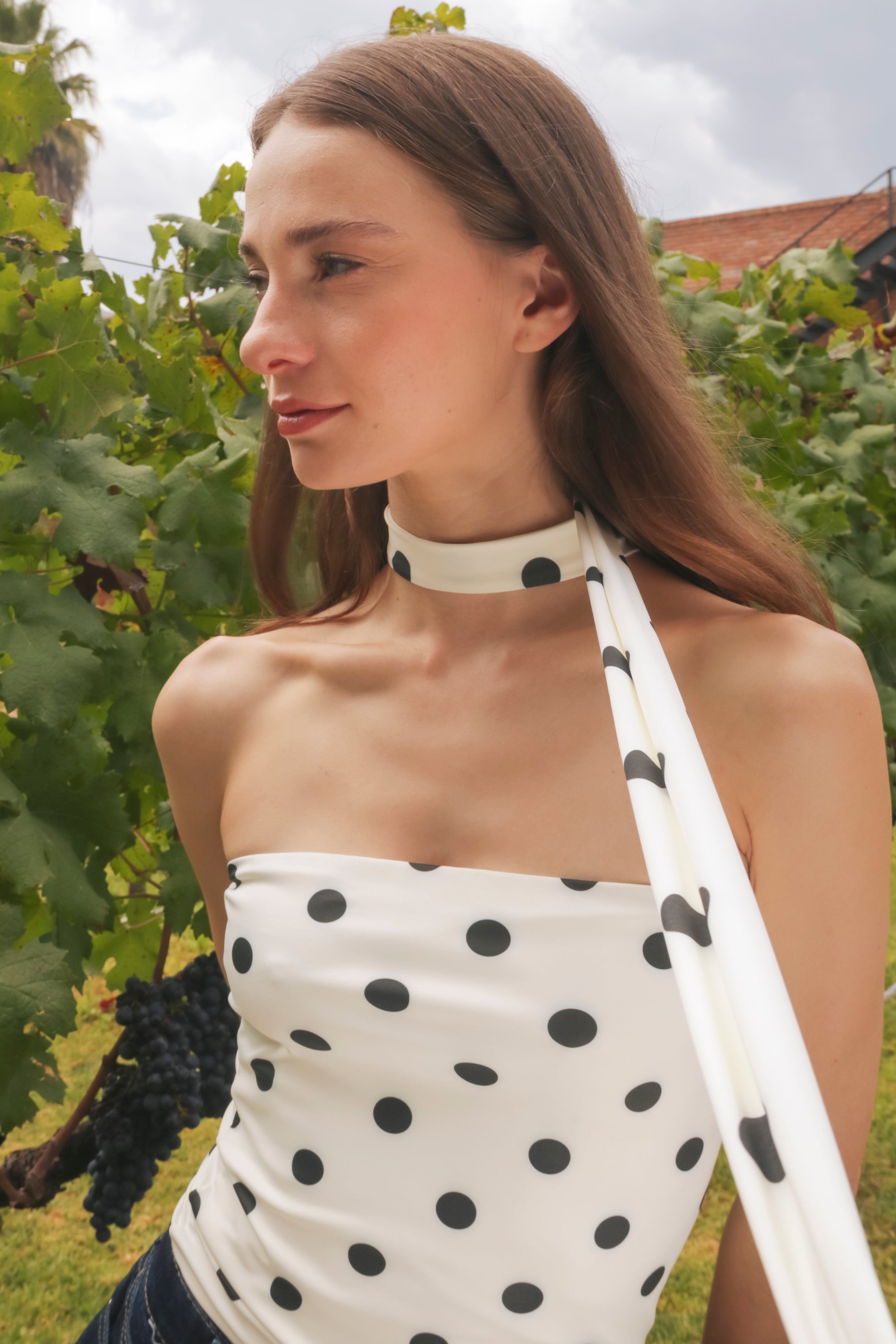 Haut tube style foulard à pois