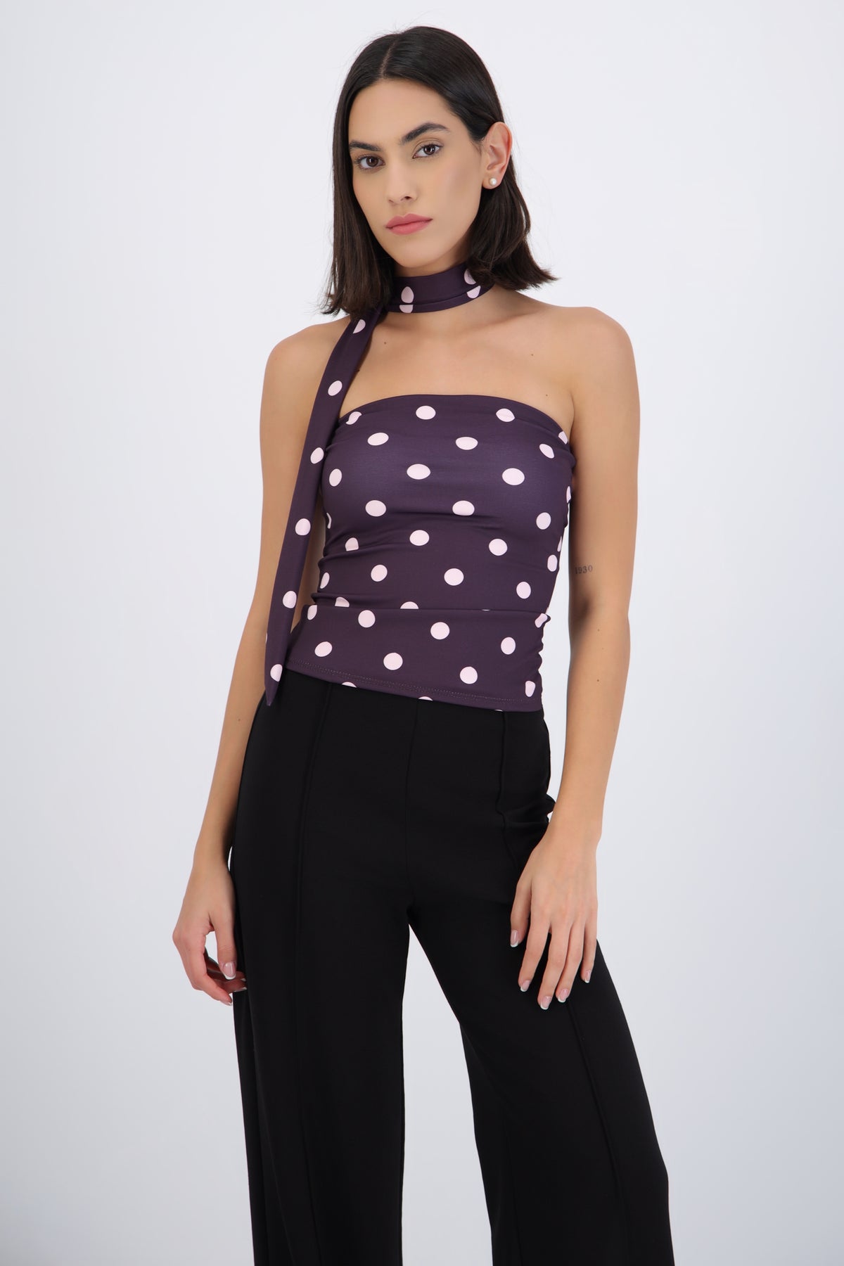 Tube Top Polka Dot Scarf Style