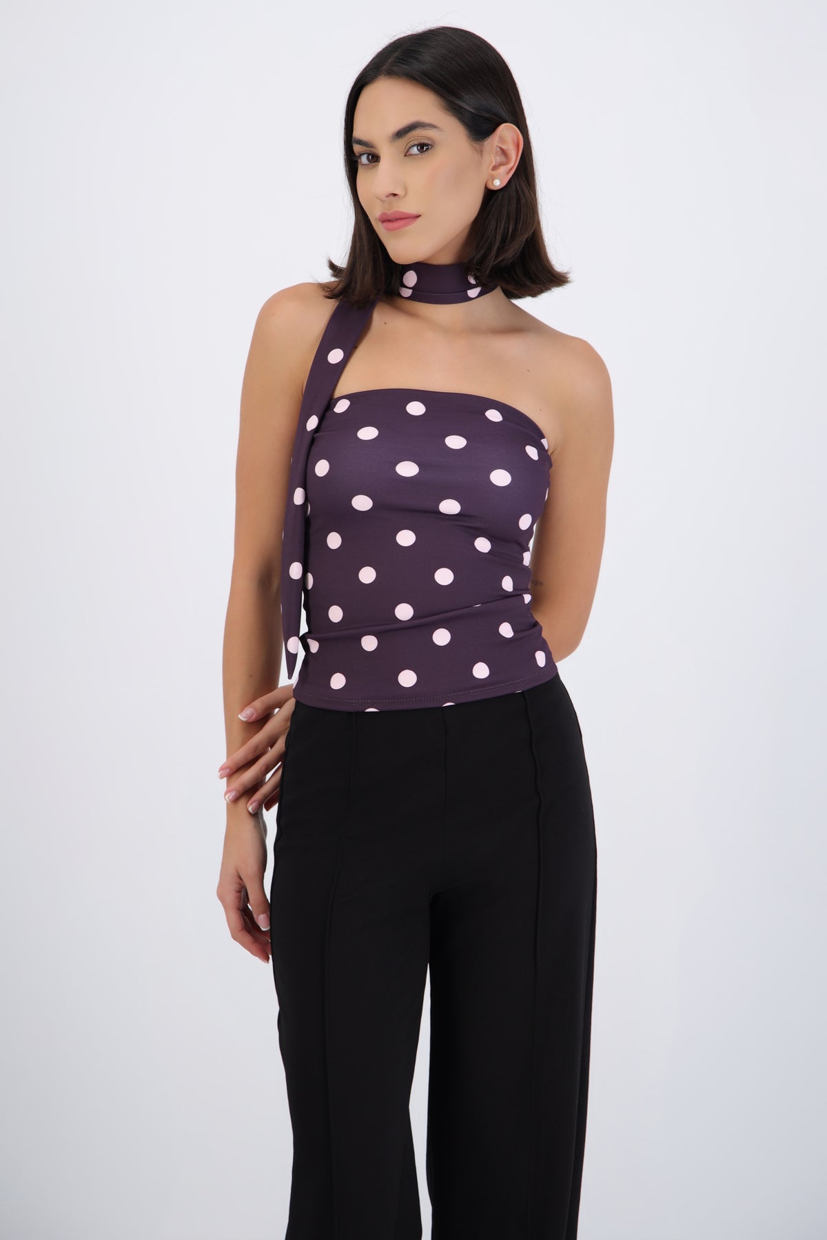 Tube Top Polka Dot Scarf Style