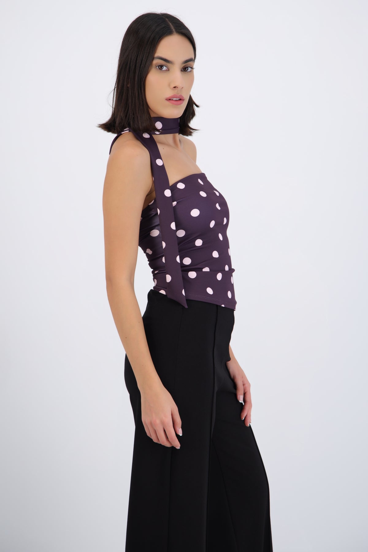 Tube Top Polka Dot Scarf Style