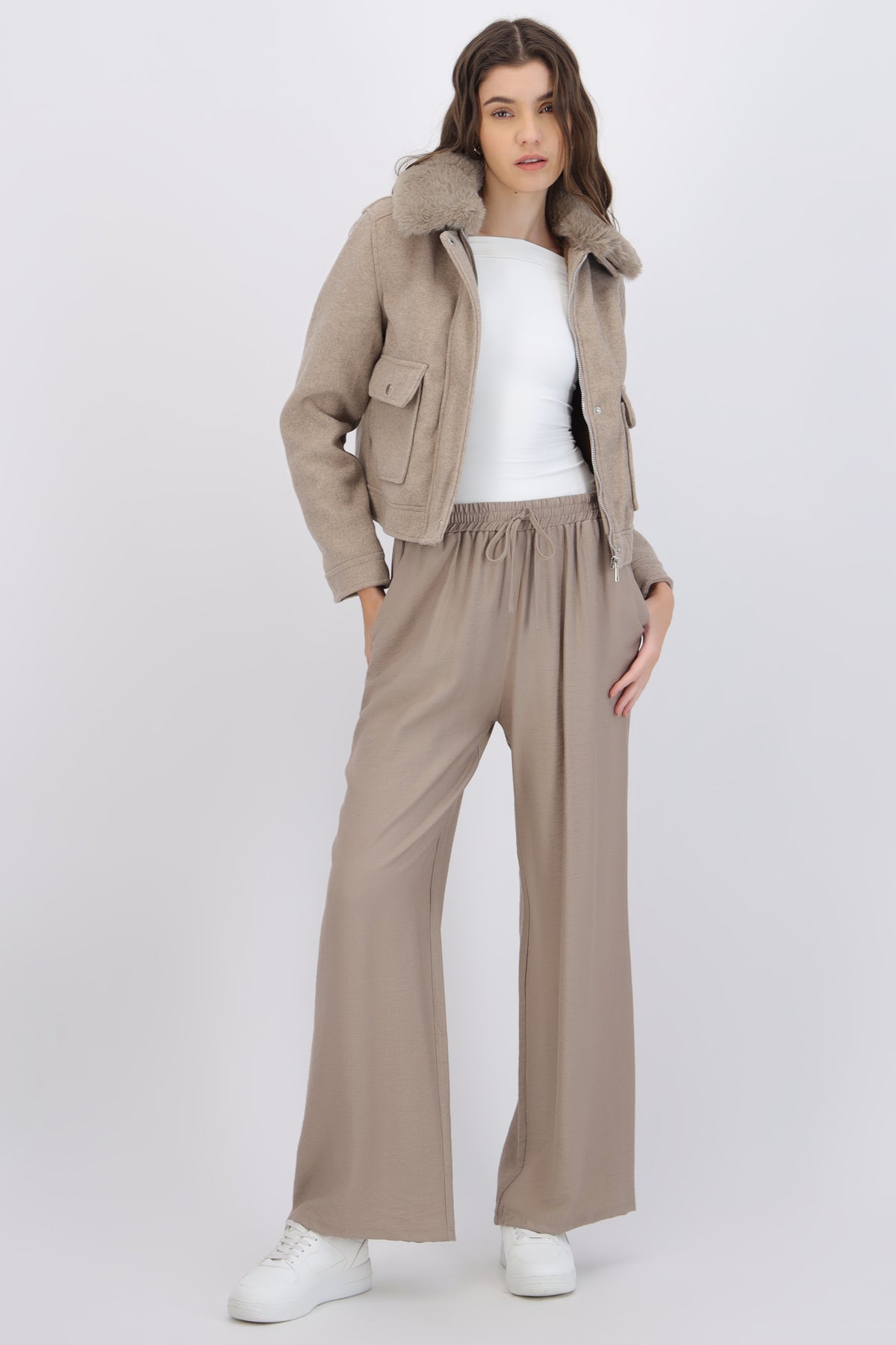 Wide Leg Pants with Elastic