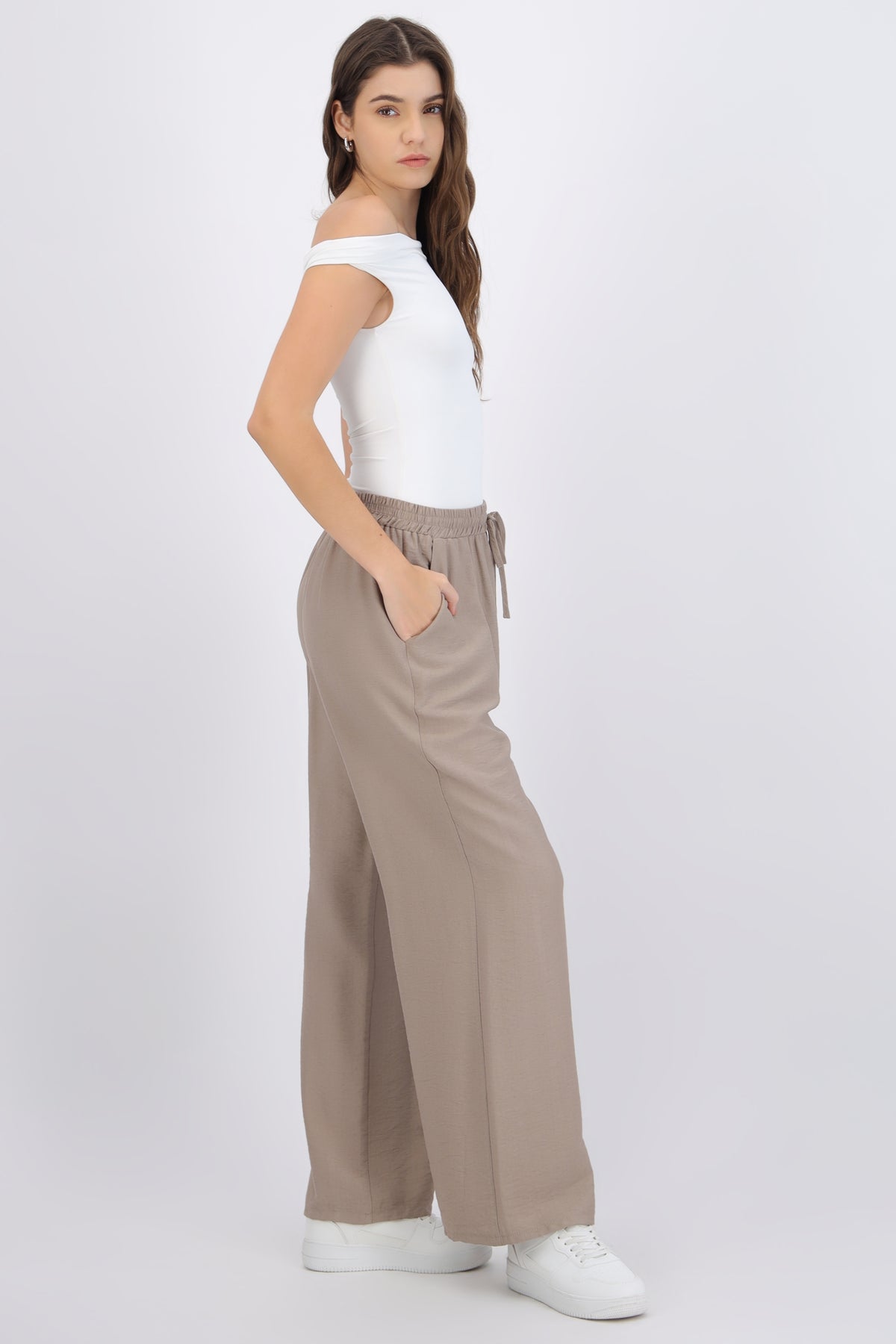 Wide Leg Pants with Elastic