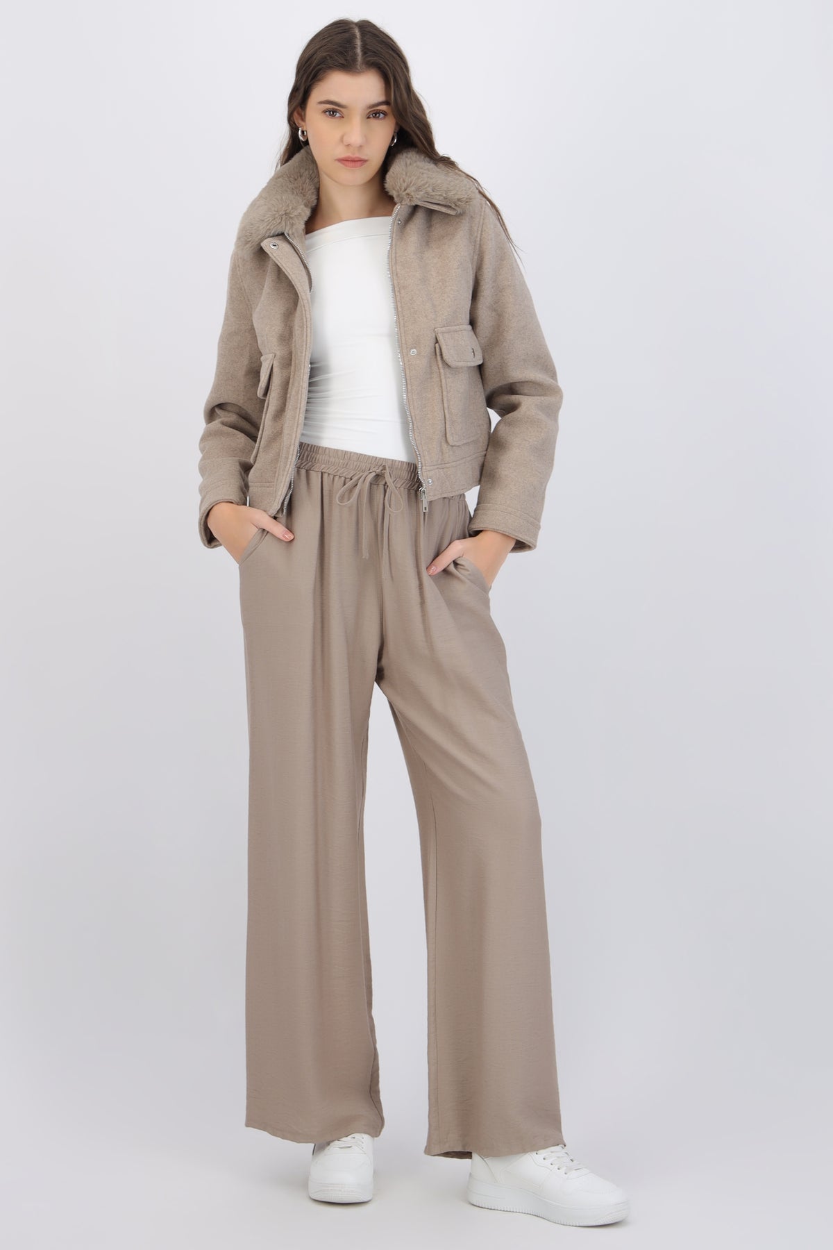 Wide Leg Pants with Elastic