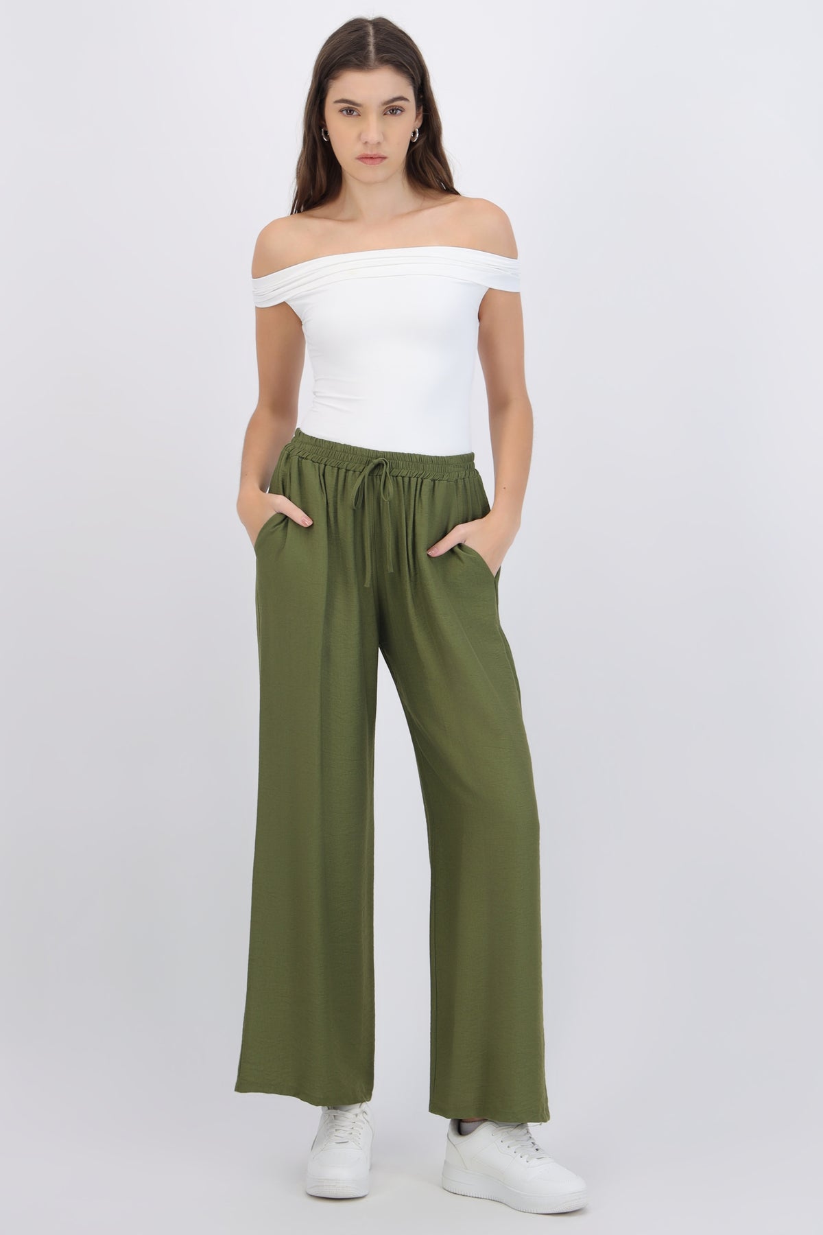 Wide Leg Pants with Elastic