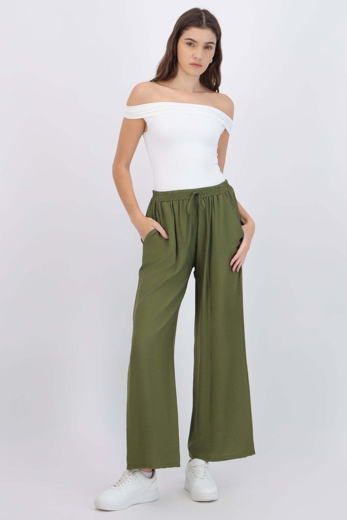 Wide Leg Pants with Elastic