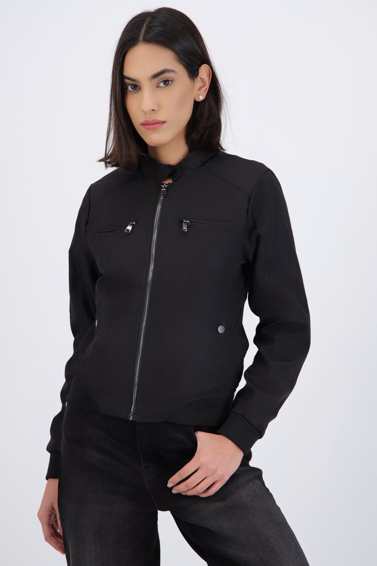 Zipper Jacket with Button Detail