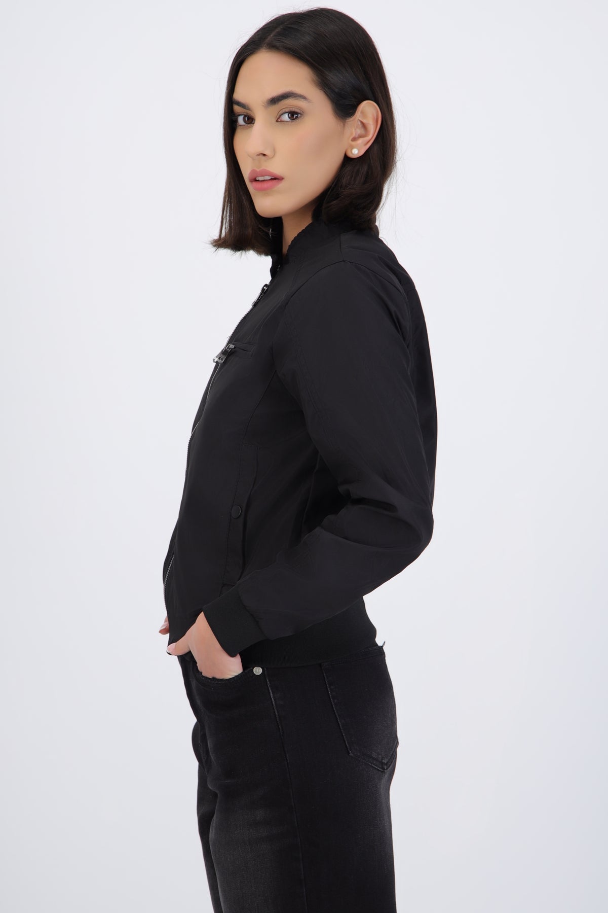 Zipper Jacket with Button Detail