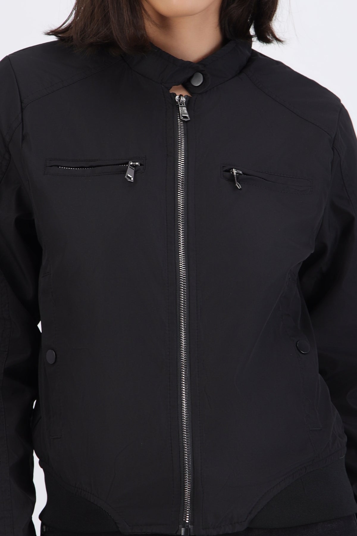 Zipper Jacket with Button Detail