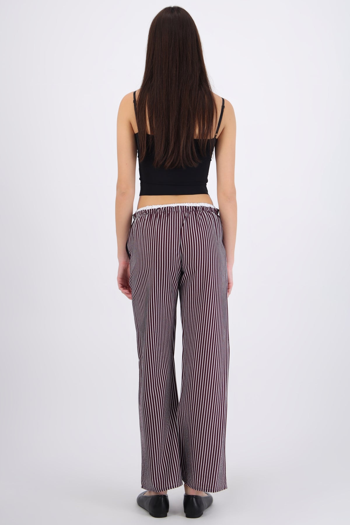 Striped Contrast Waist Pants