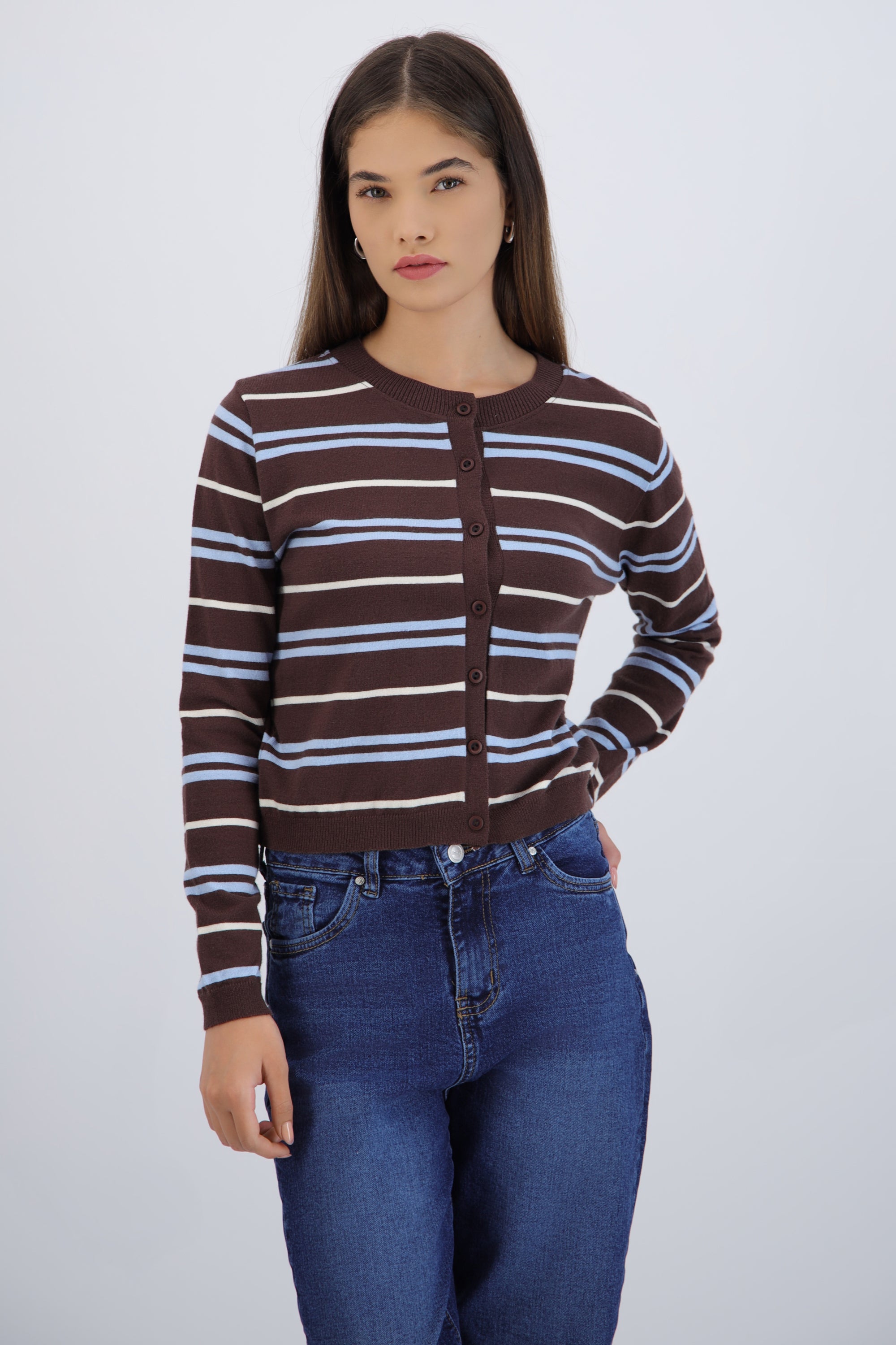Lightweight Cardigan with Stripes