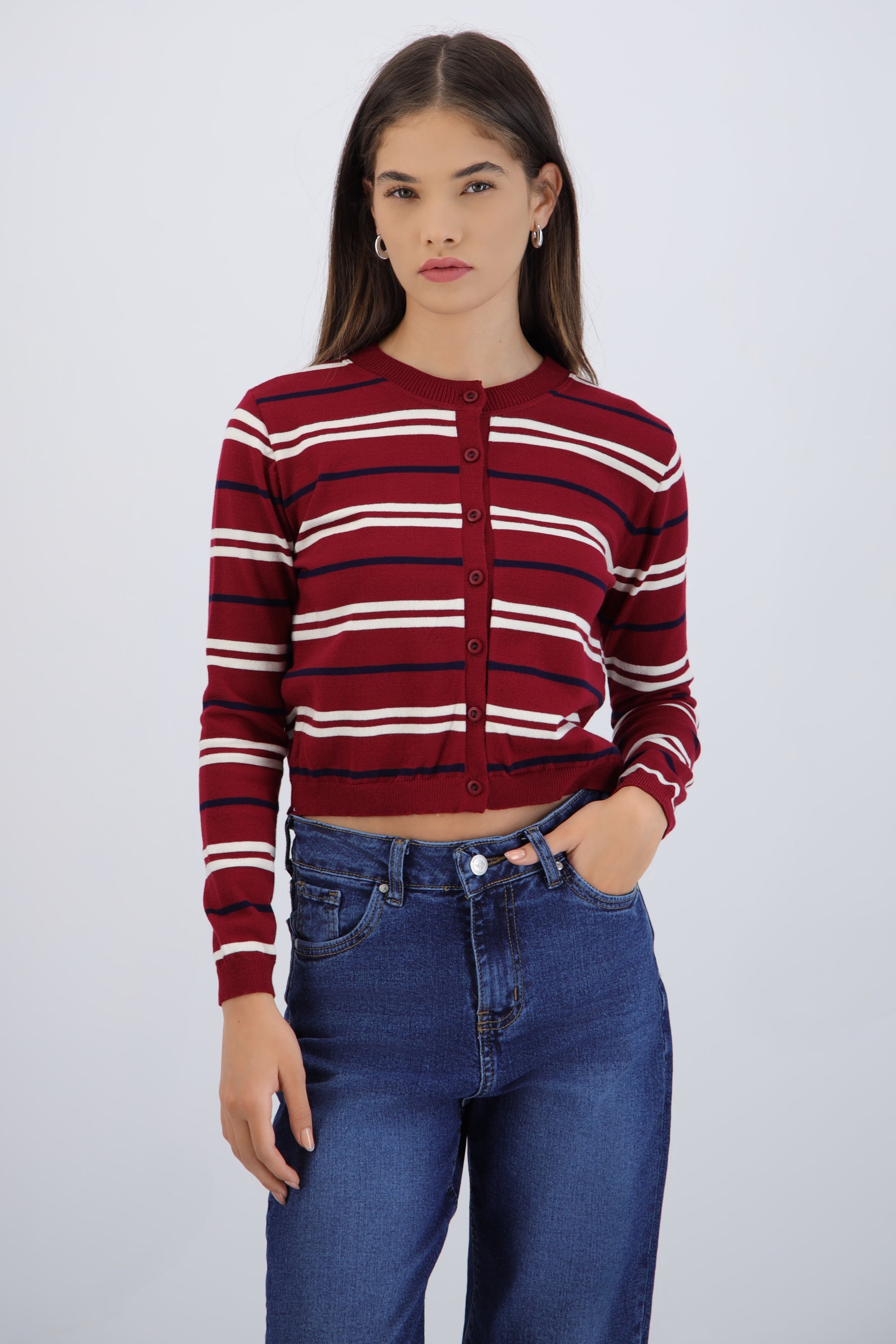 Lightweight Cardigan with Stripes