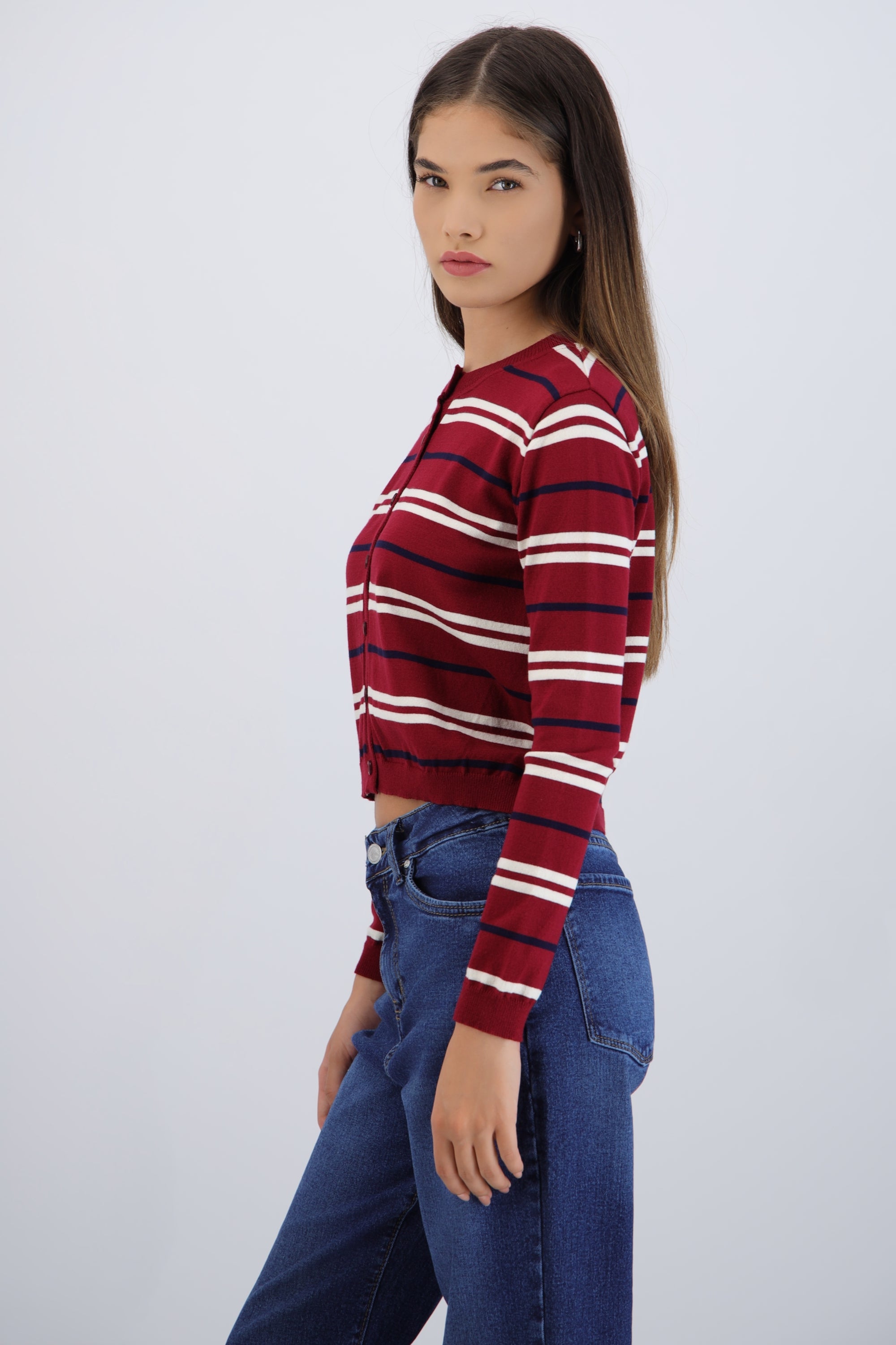 Lightweight Cardigan with Stripes