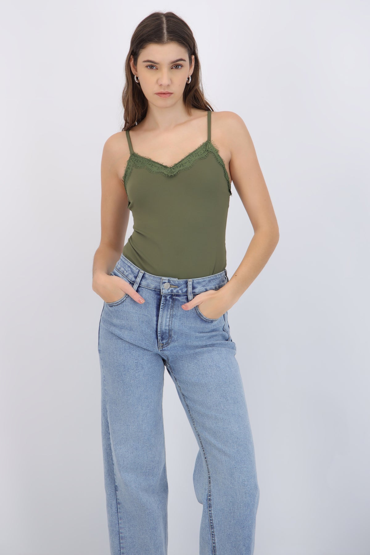 Lace Trim Camisole Bodysuit