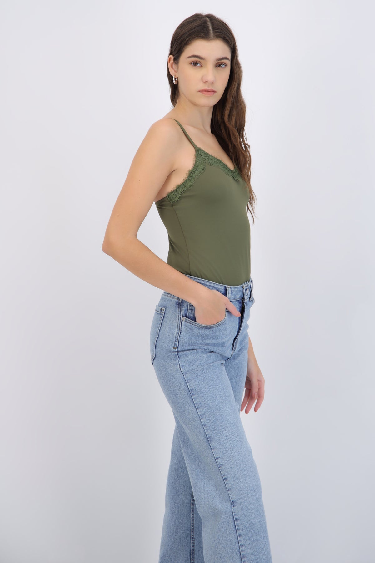 Lace Trim Camisole Bodysuit