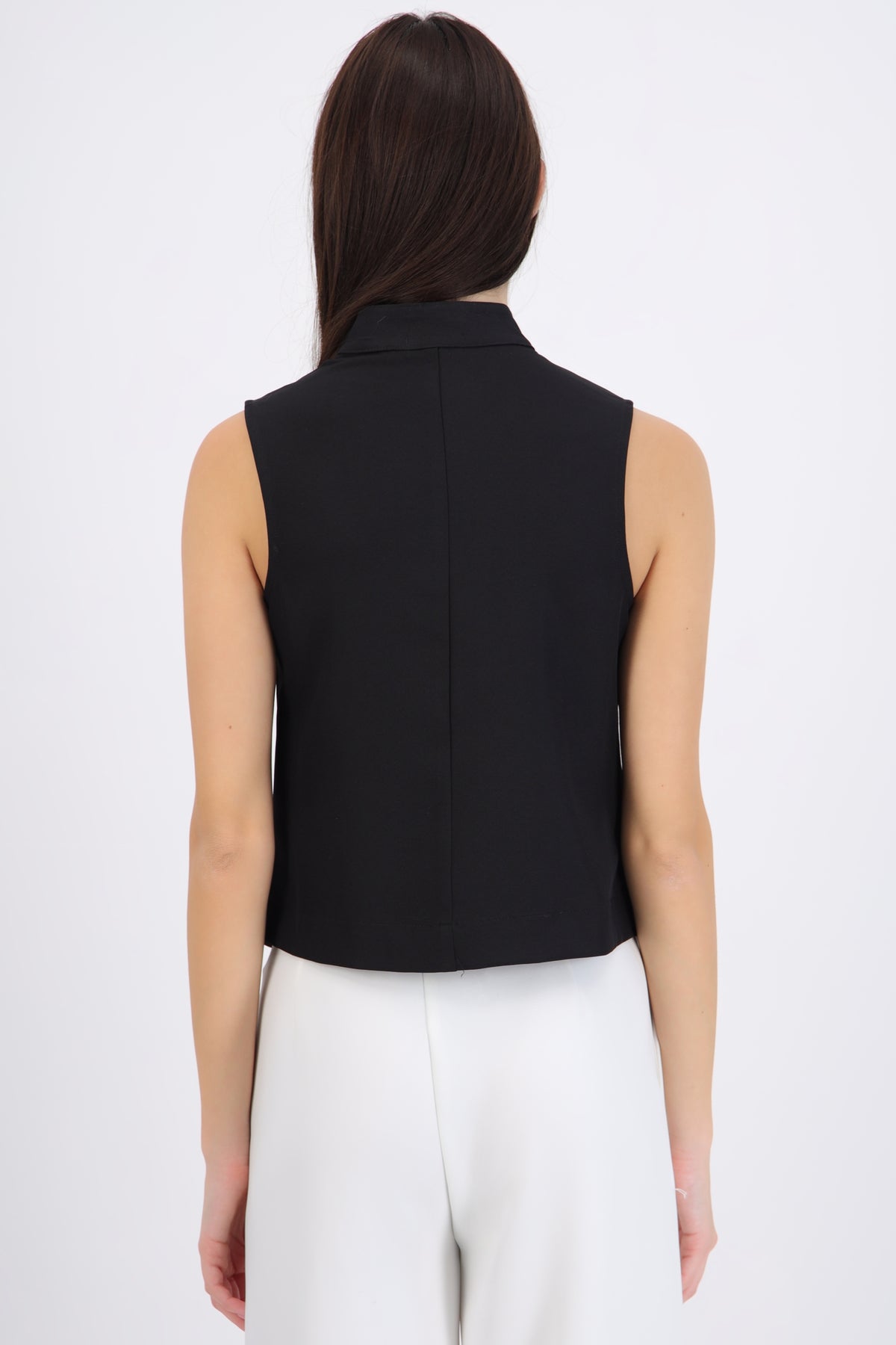 High Neck Button Top