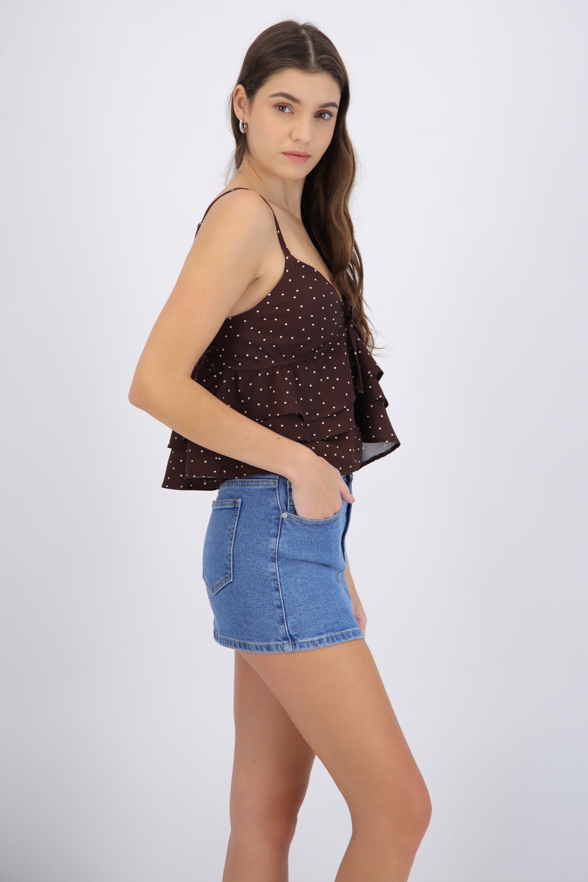 Polka Dot Ruffle Top