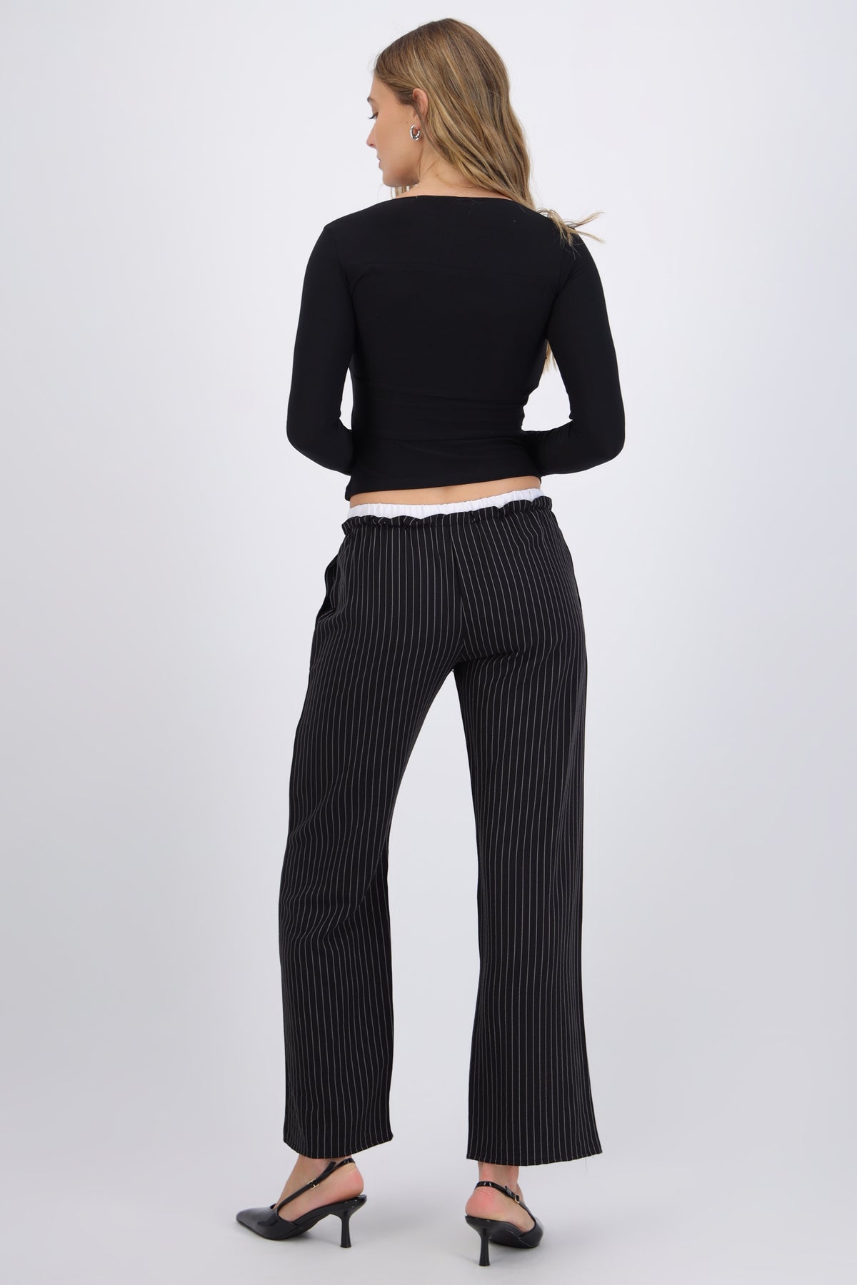 Double Waist Striped Pants