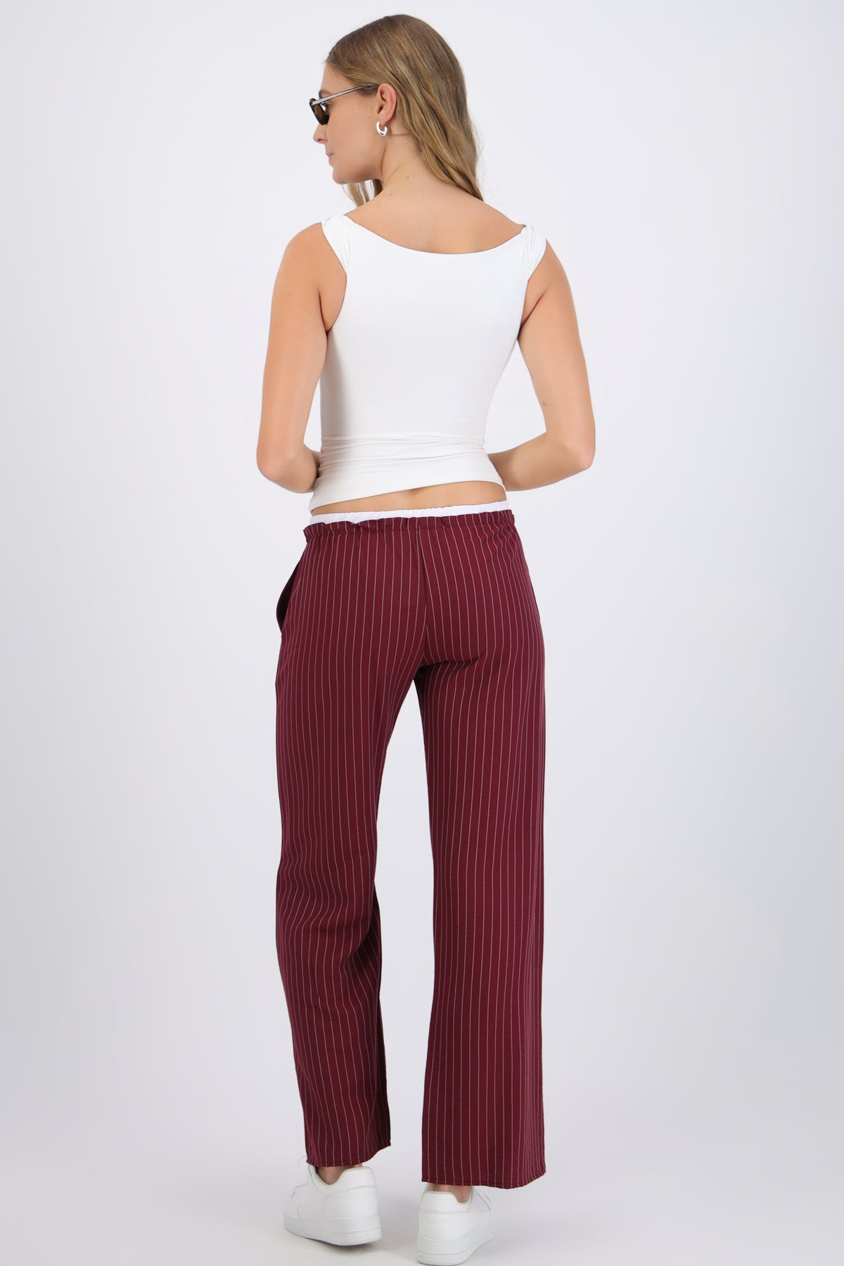 Double Waist Striped Pants