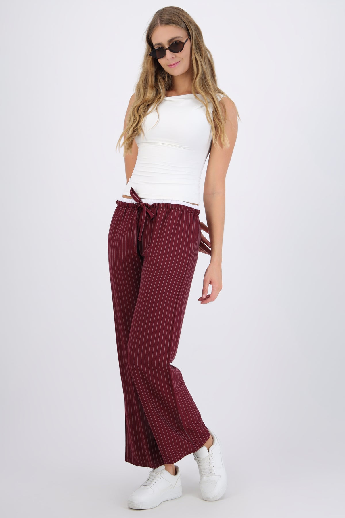 Double Waist Striped Pants