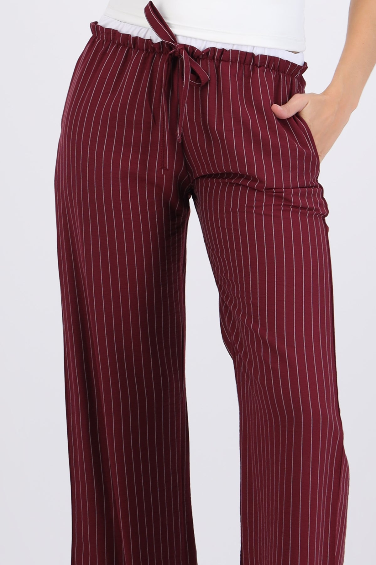 Double Waist Striped Pants