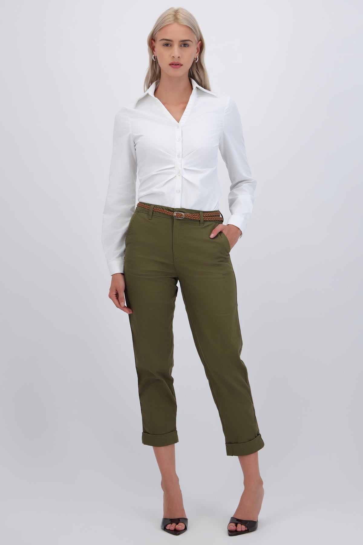 Chino Pants with Woven Belt