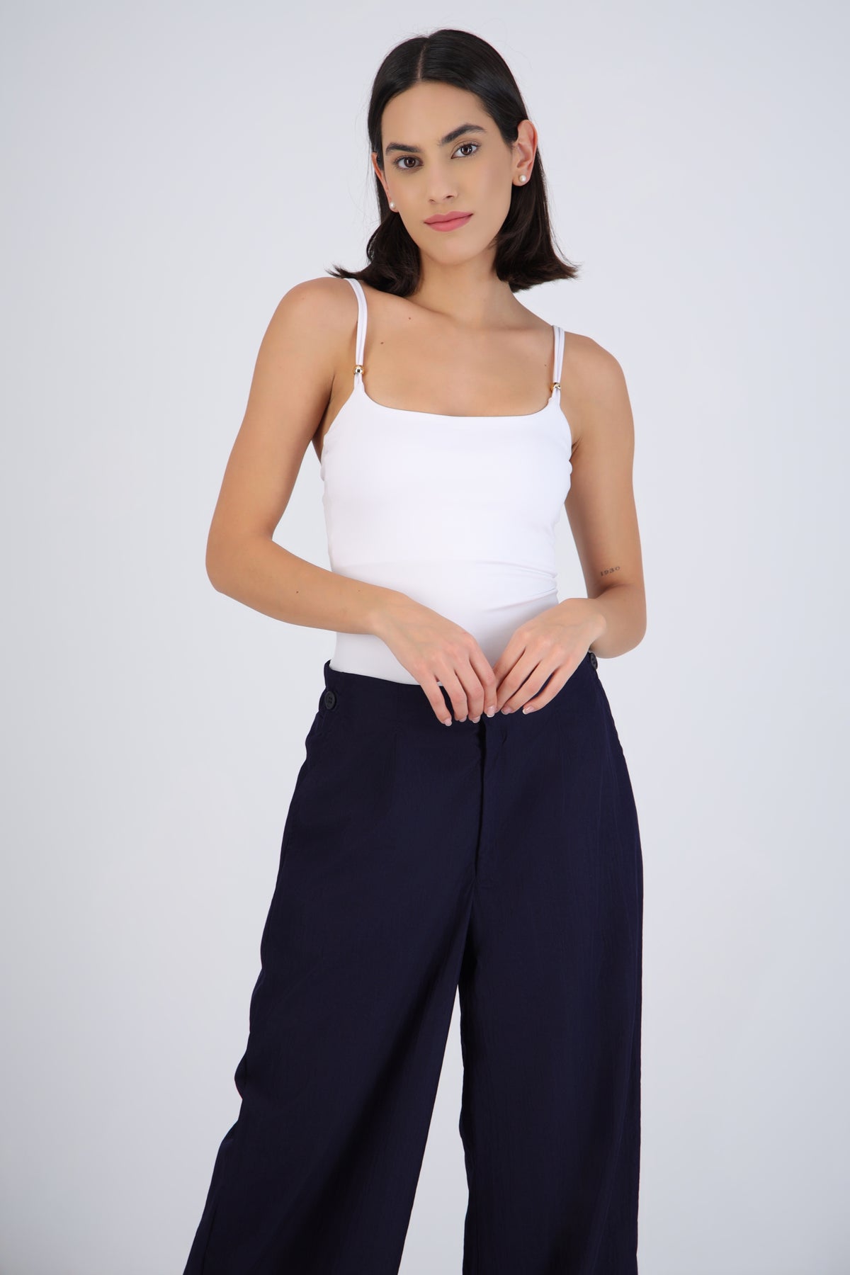 Round Neck Bodysuit with Snap Detail