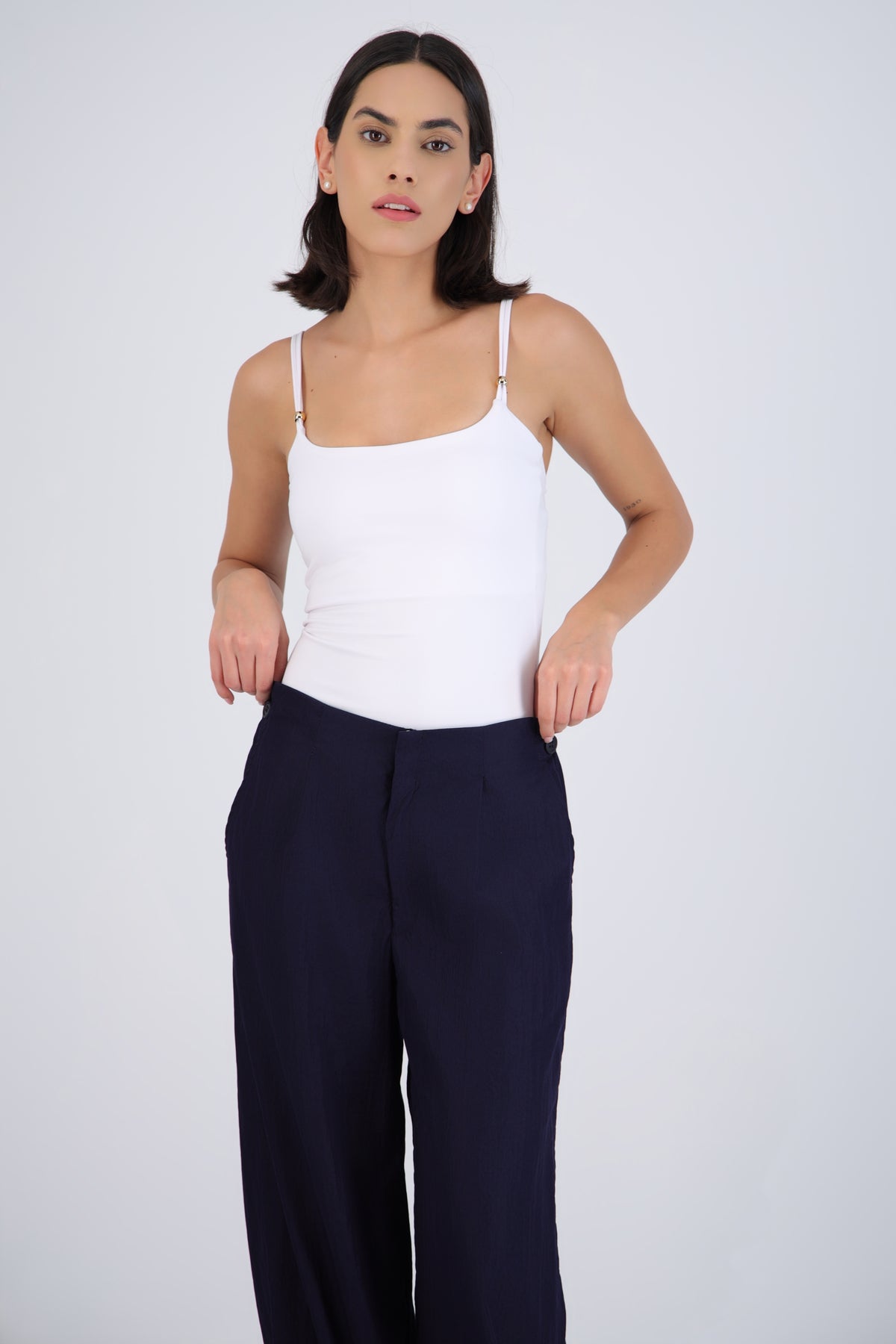 Round Neck Bodysuit with Snap Detail