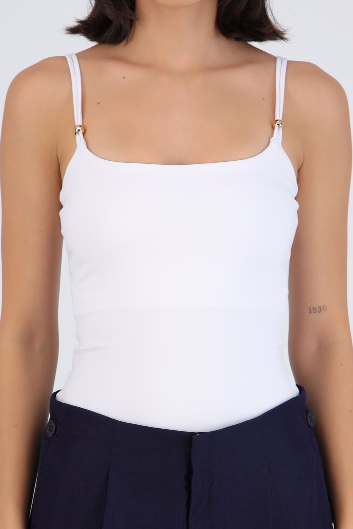 Round Neck Bodysuit with Snap Detail