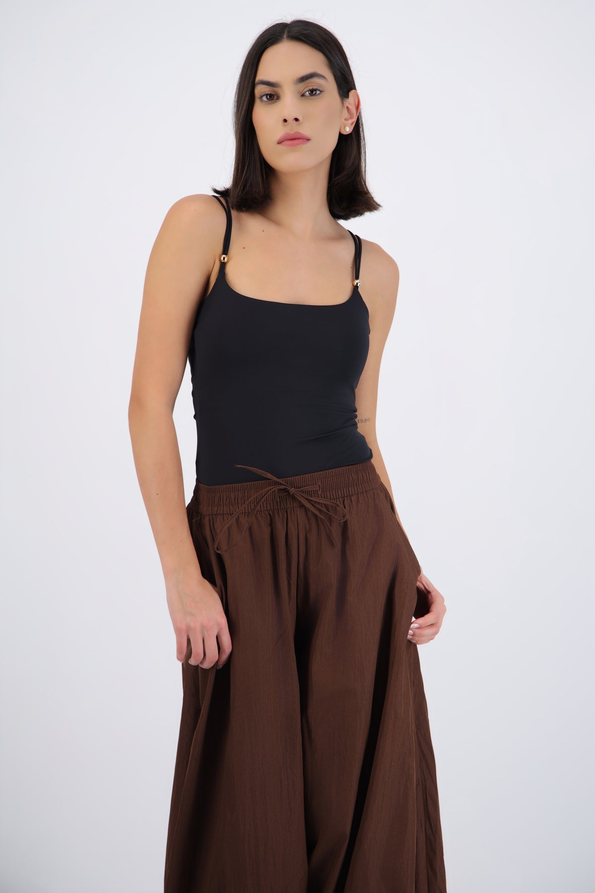 Round Neck Bodysuit with Snap Detail