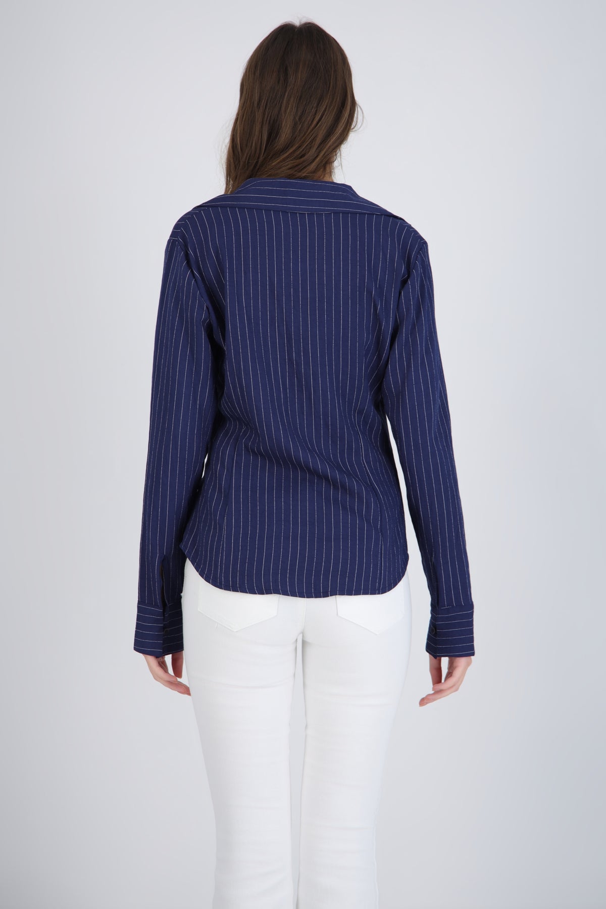 Striped Shirt with Pleat Details