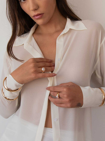 Long Sleeve Chiffon Blouse CREAM