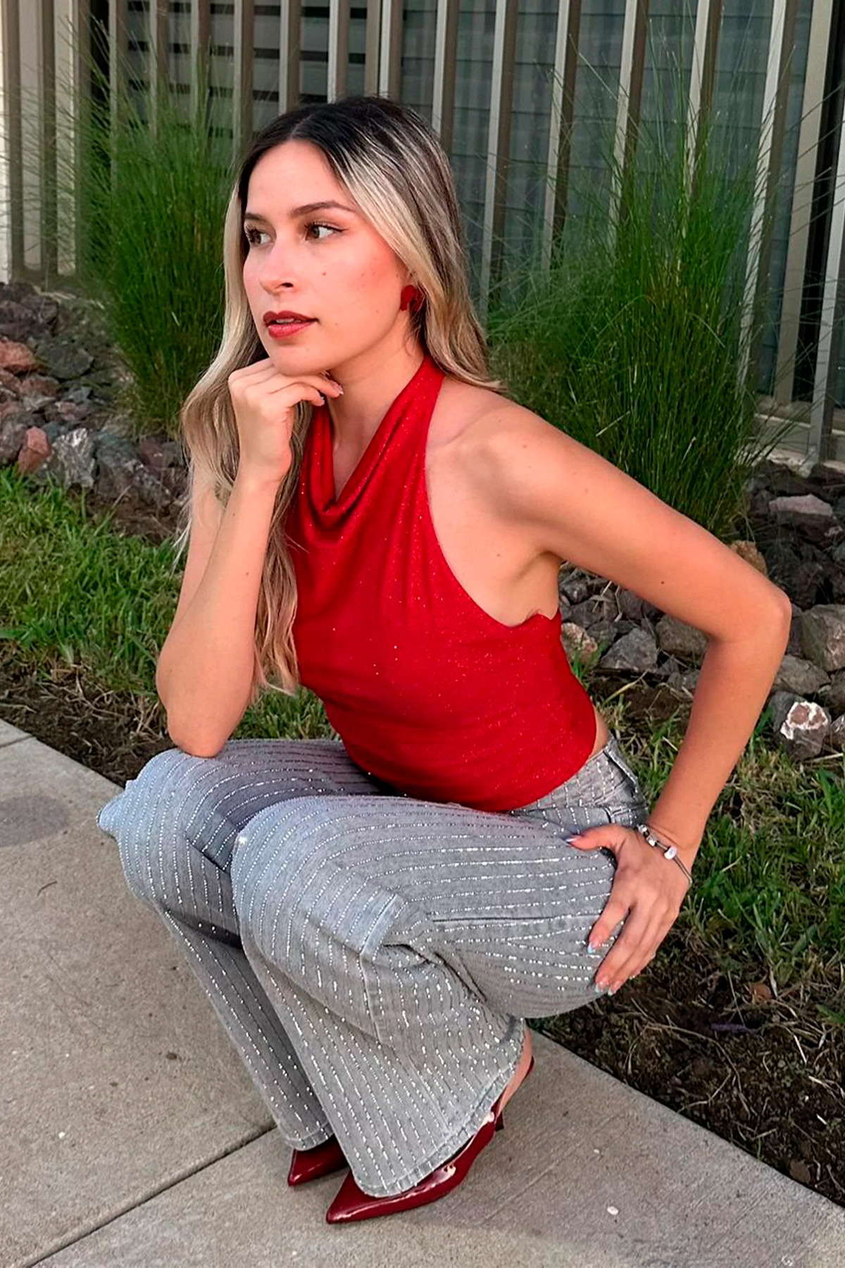 Halter Top with Draped Shine