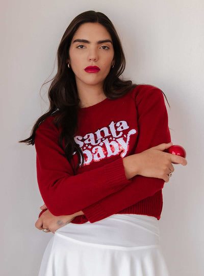 Santa Baby Christmas Sweater RED