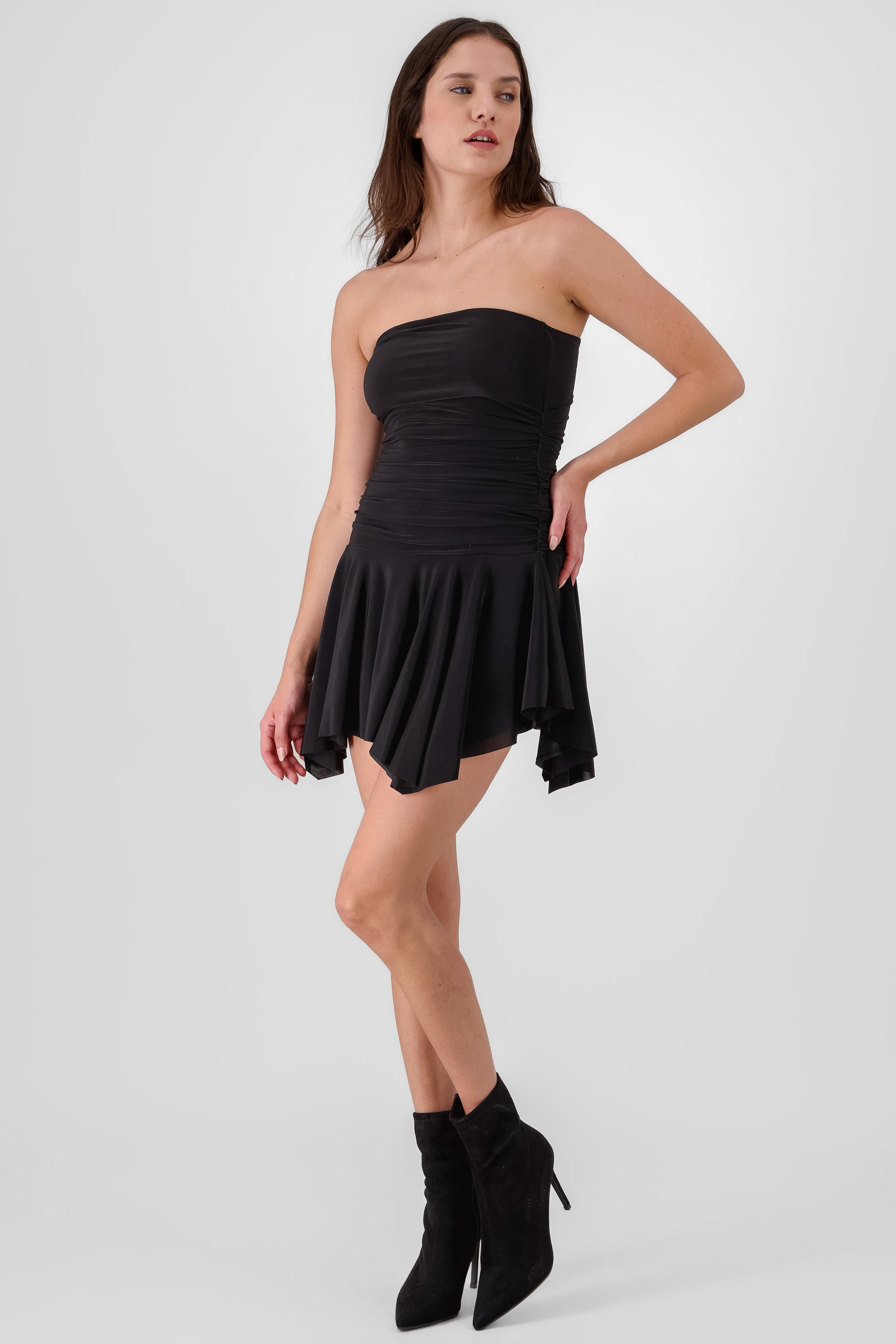 Asymmetrical Mini Dress BLACK