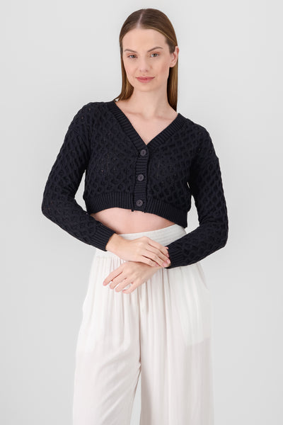 Cotton Knitted Cardigan BLACK