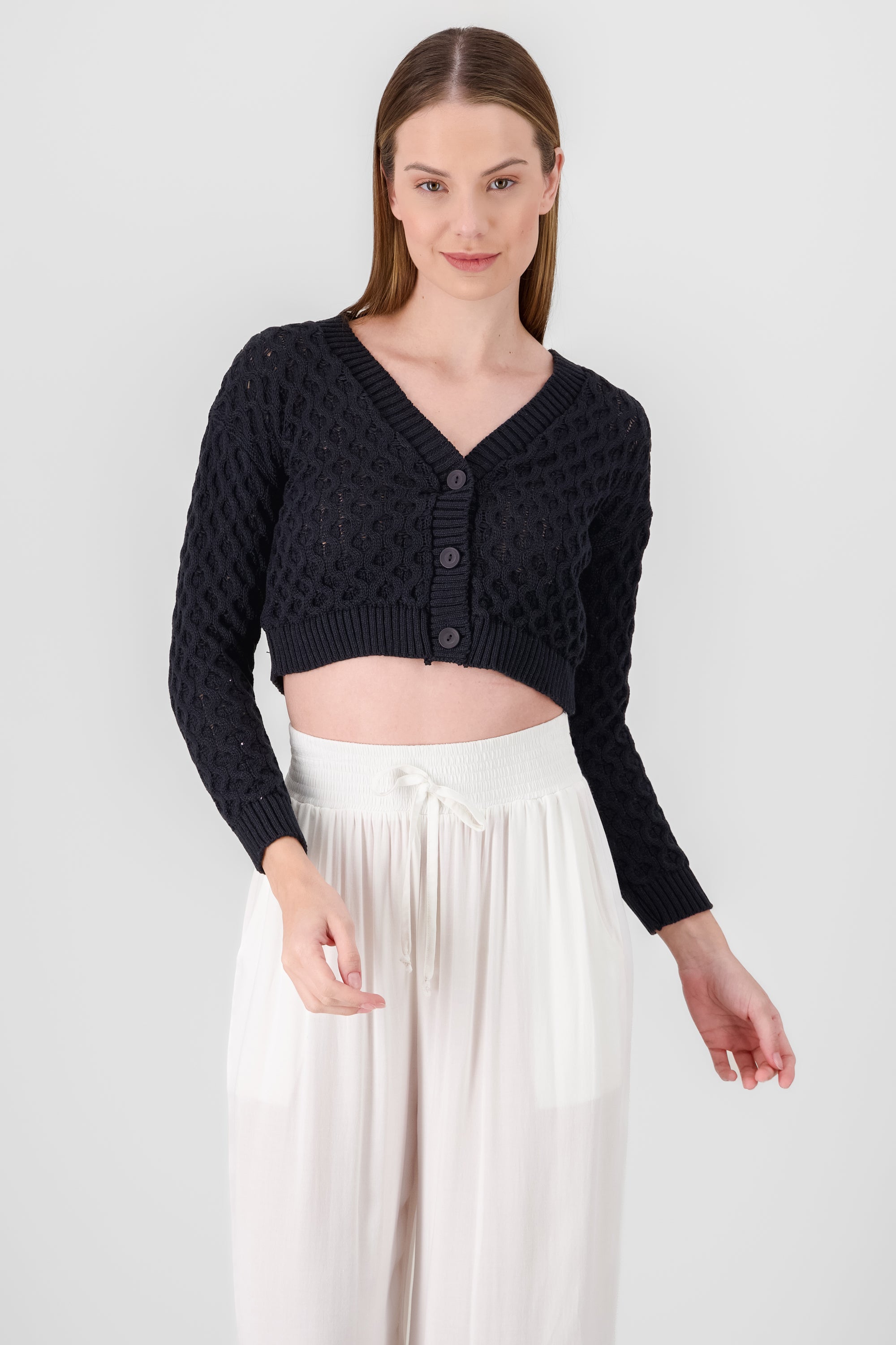 Cotton Knitted Cardigan BLACK