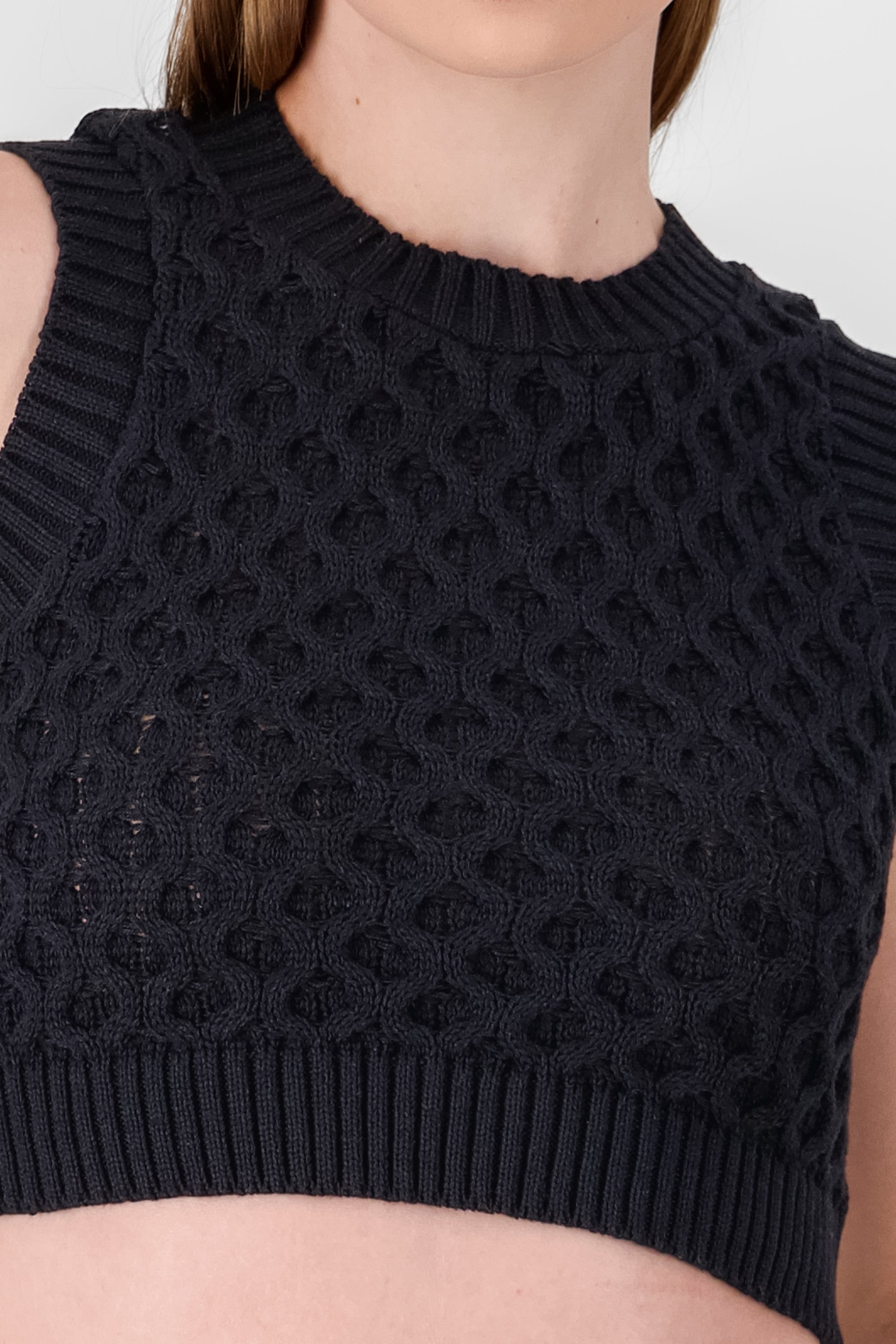 Cotton Knit Vest BLACK