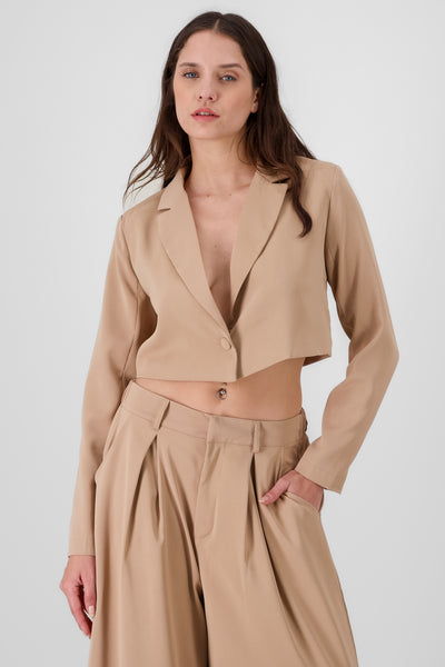 cropped blazer camel front