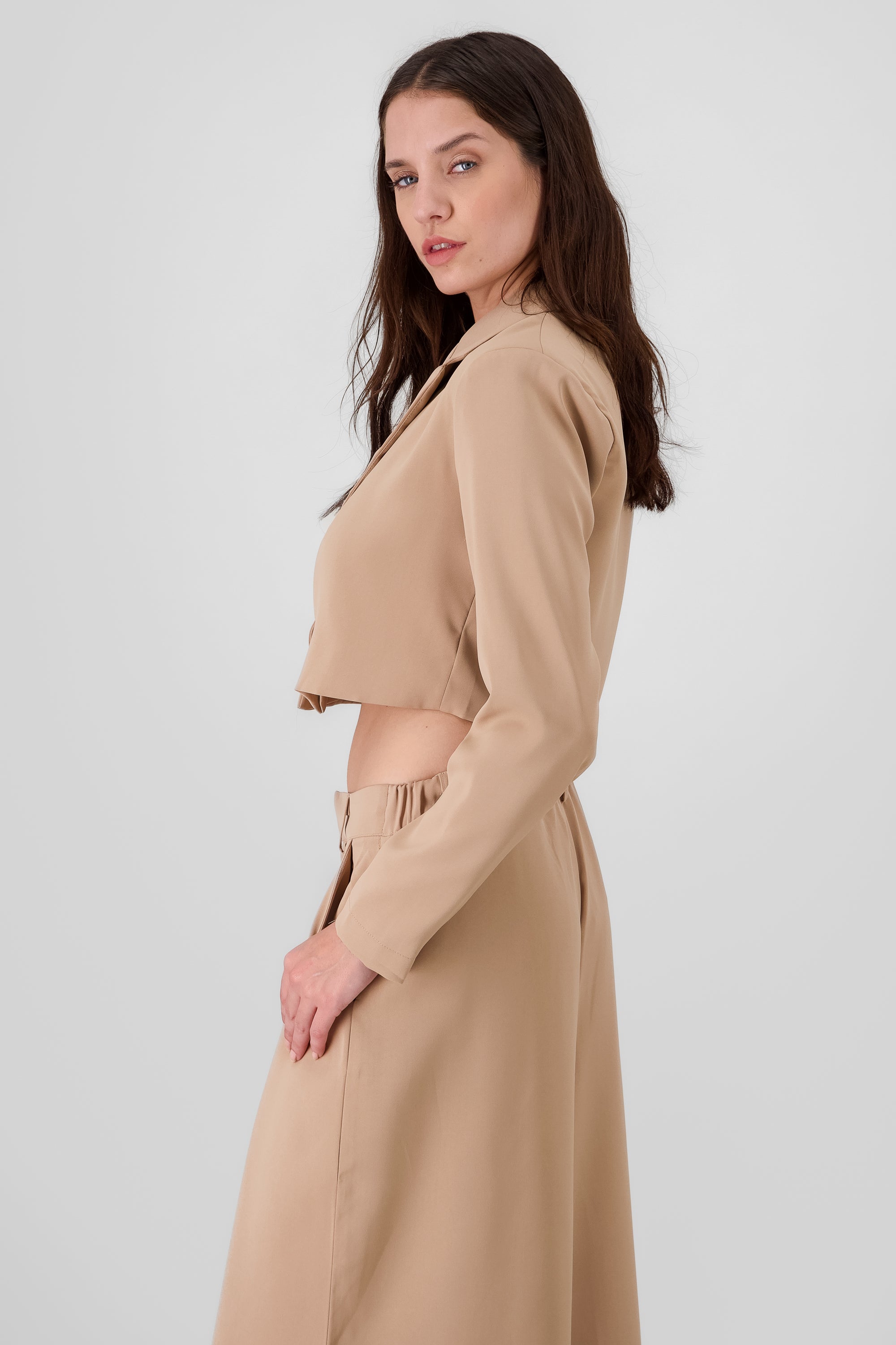 cropped blazer camel side