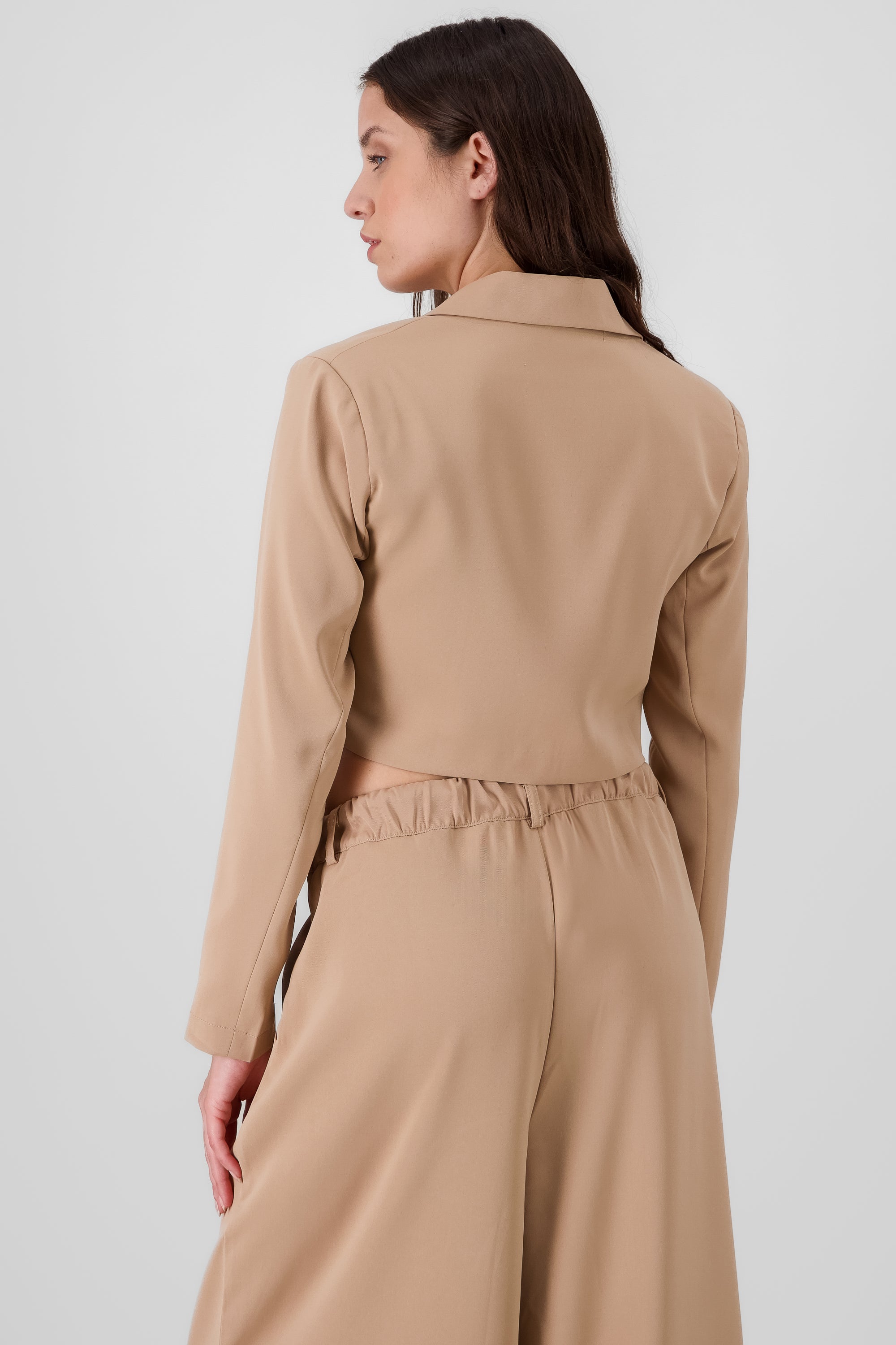 cropped blazer camel back