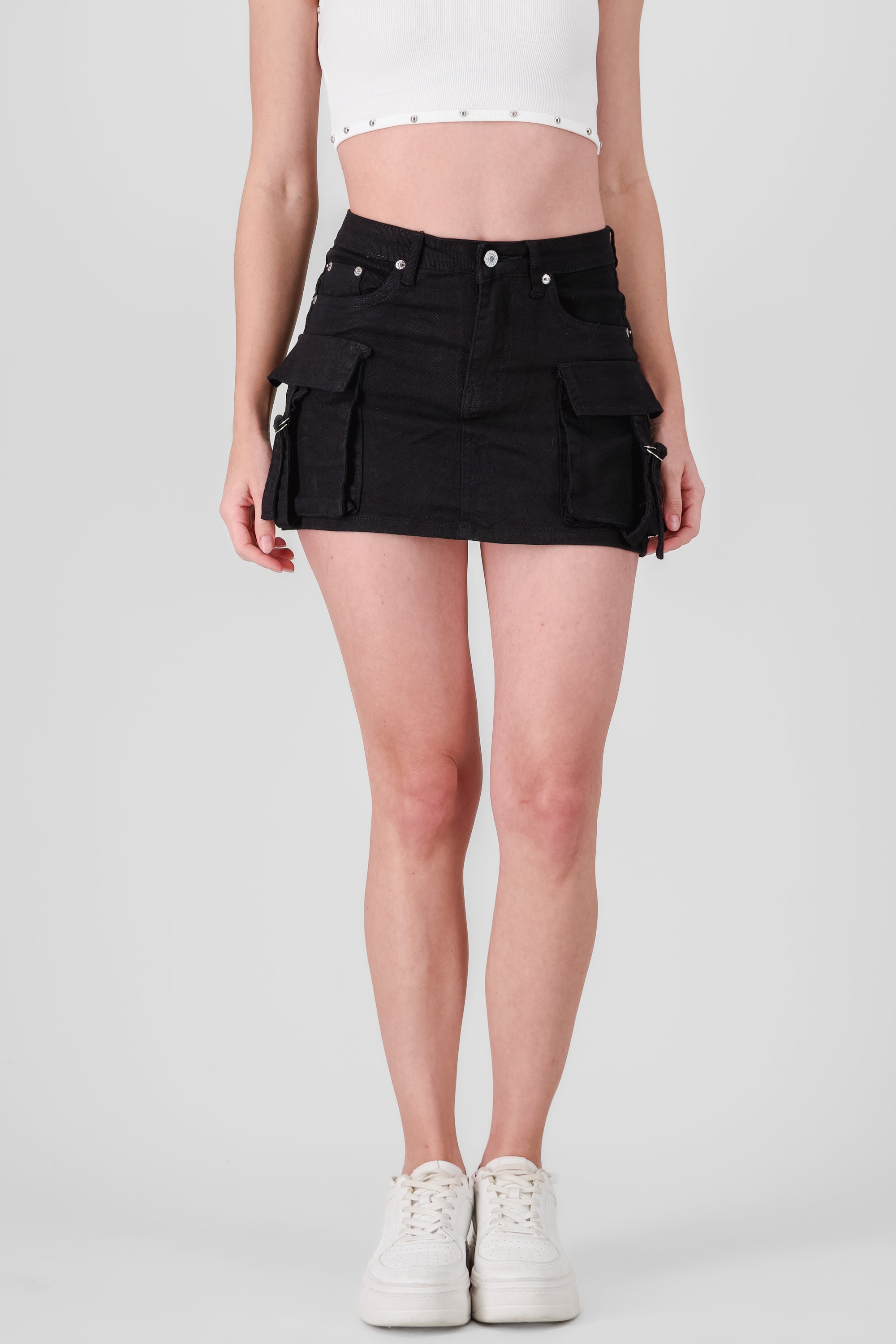 Denim Cargo Skort BLACK