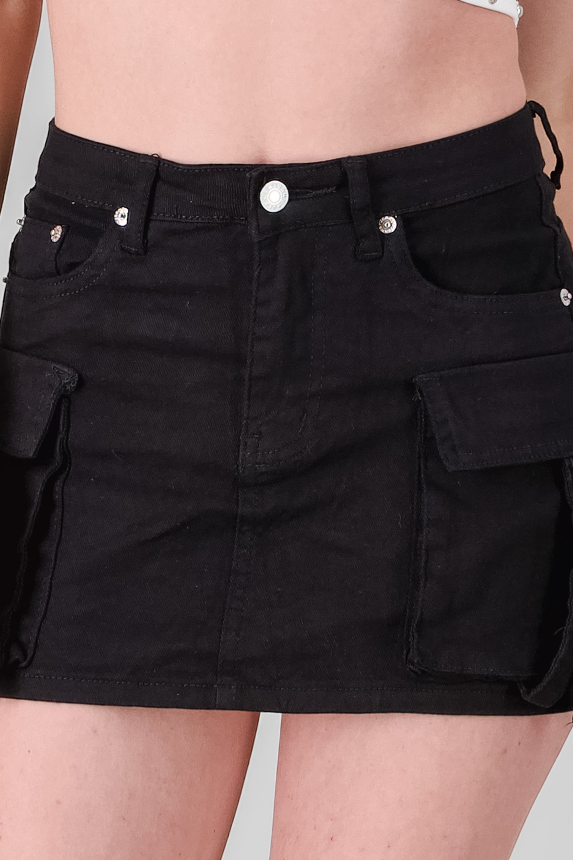 Denim Cargo Skort BLACK